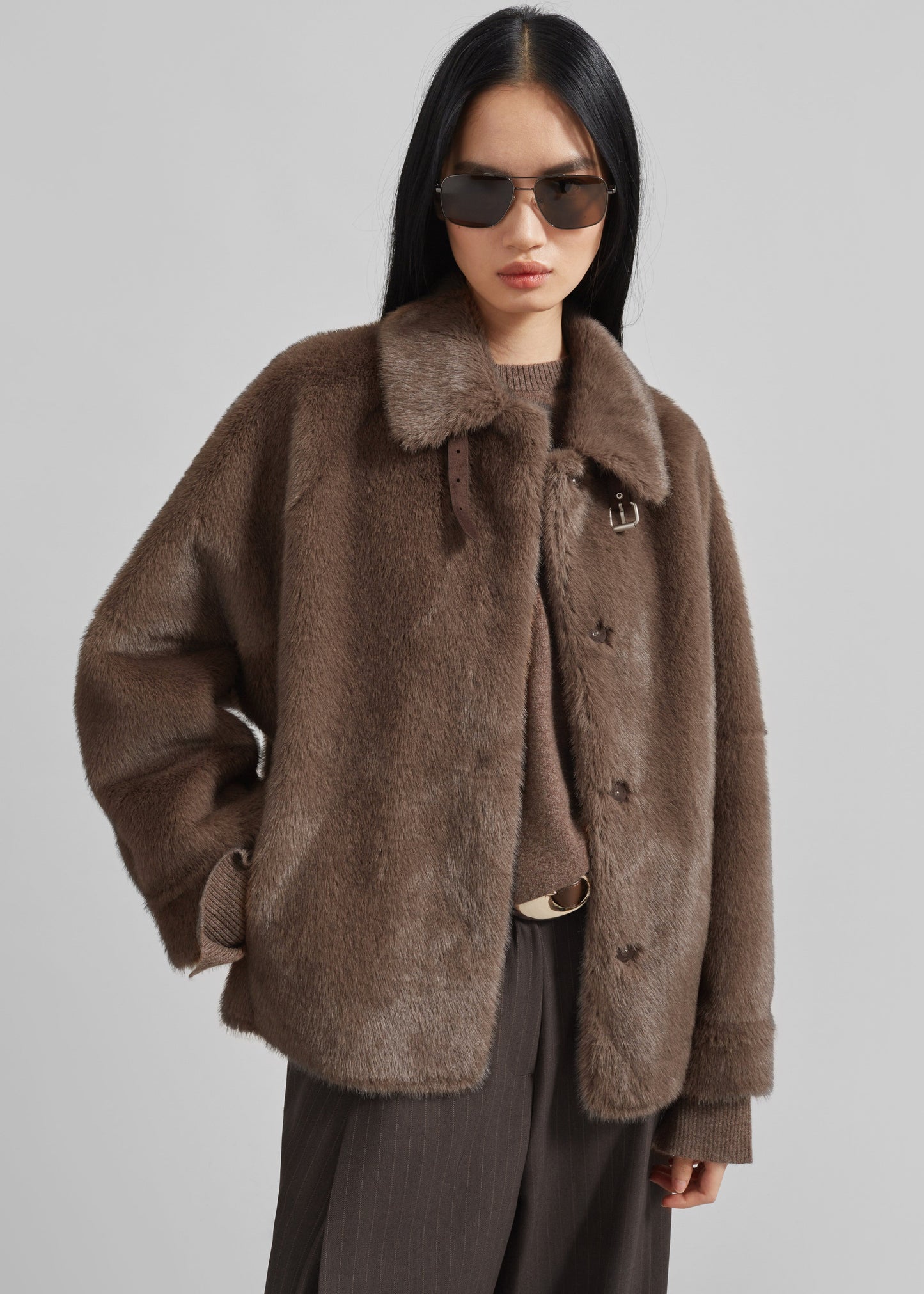 Senja Faux Fur Jacket - Brown