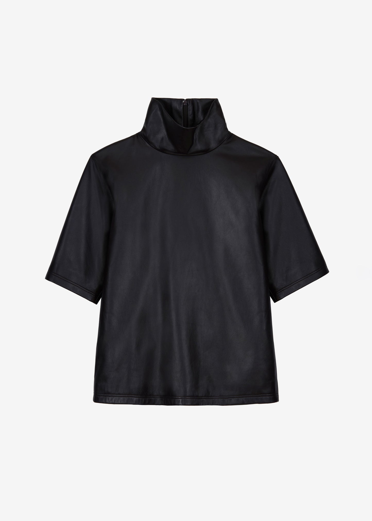 Shiloh Leather Mock Neck Top - Black