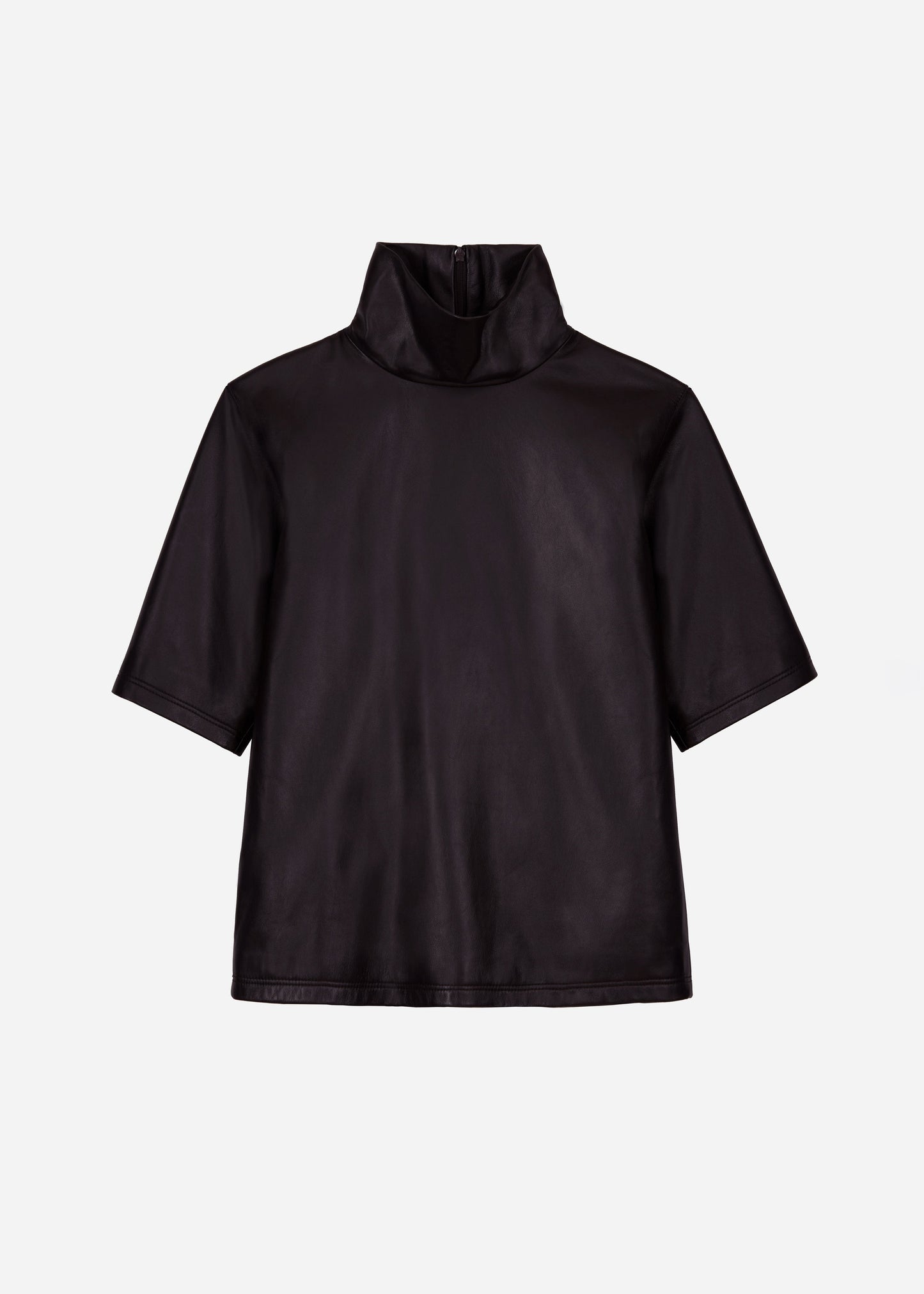 Shiloh Leather Mock Neck Top - Dark Plum