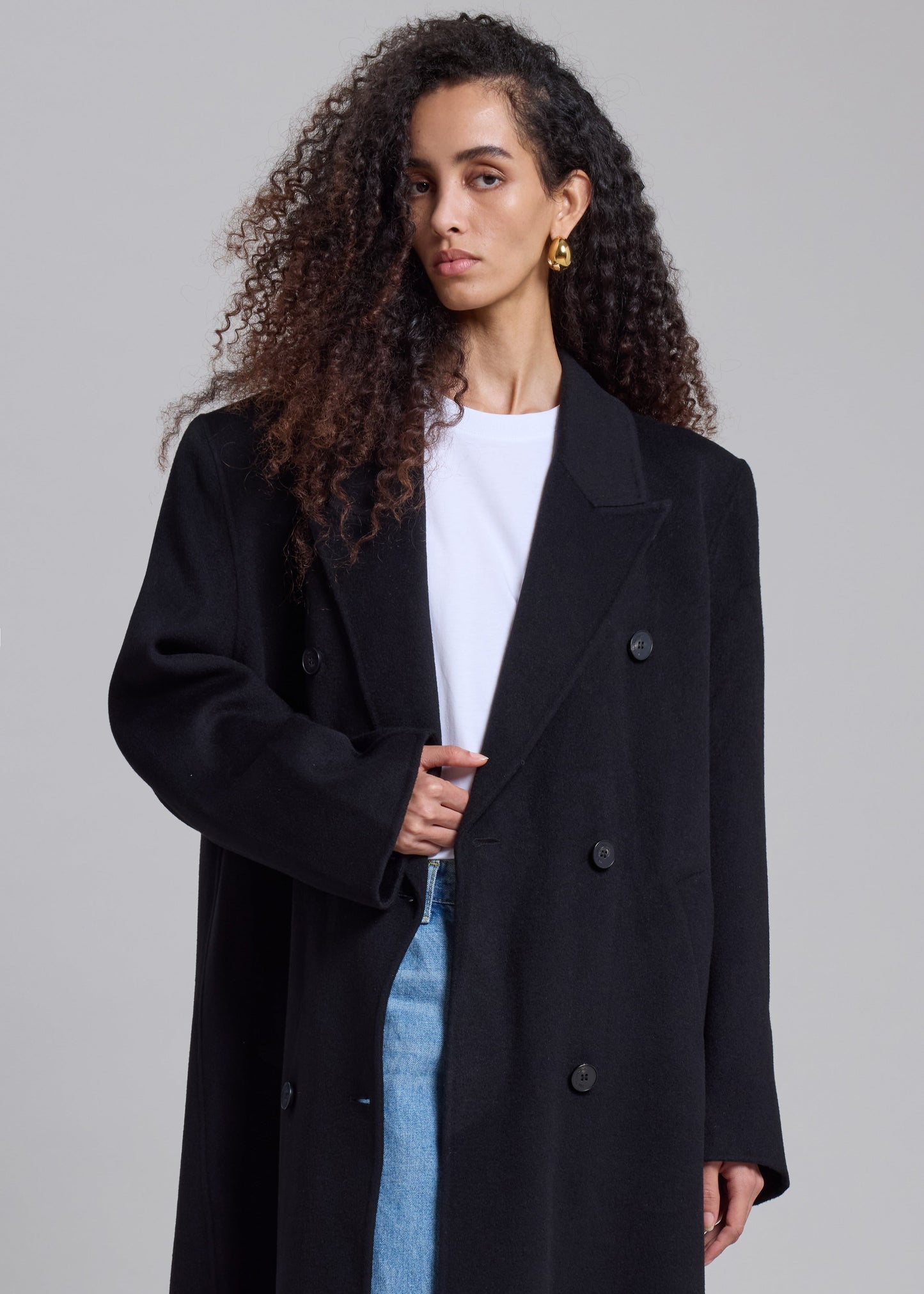 Gaia Double Breasted Coat - Black