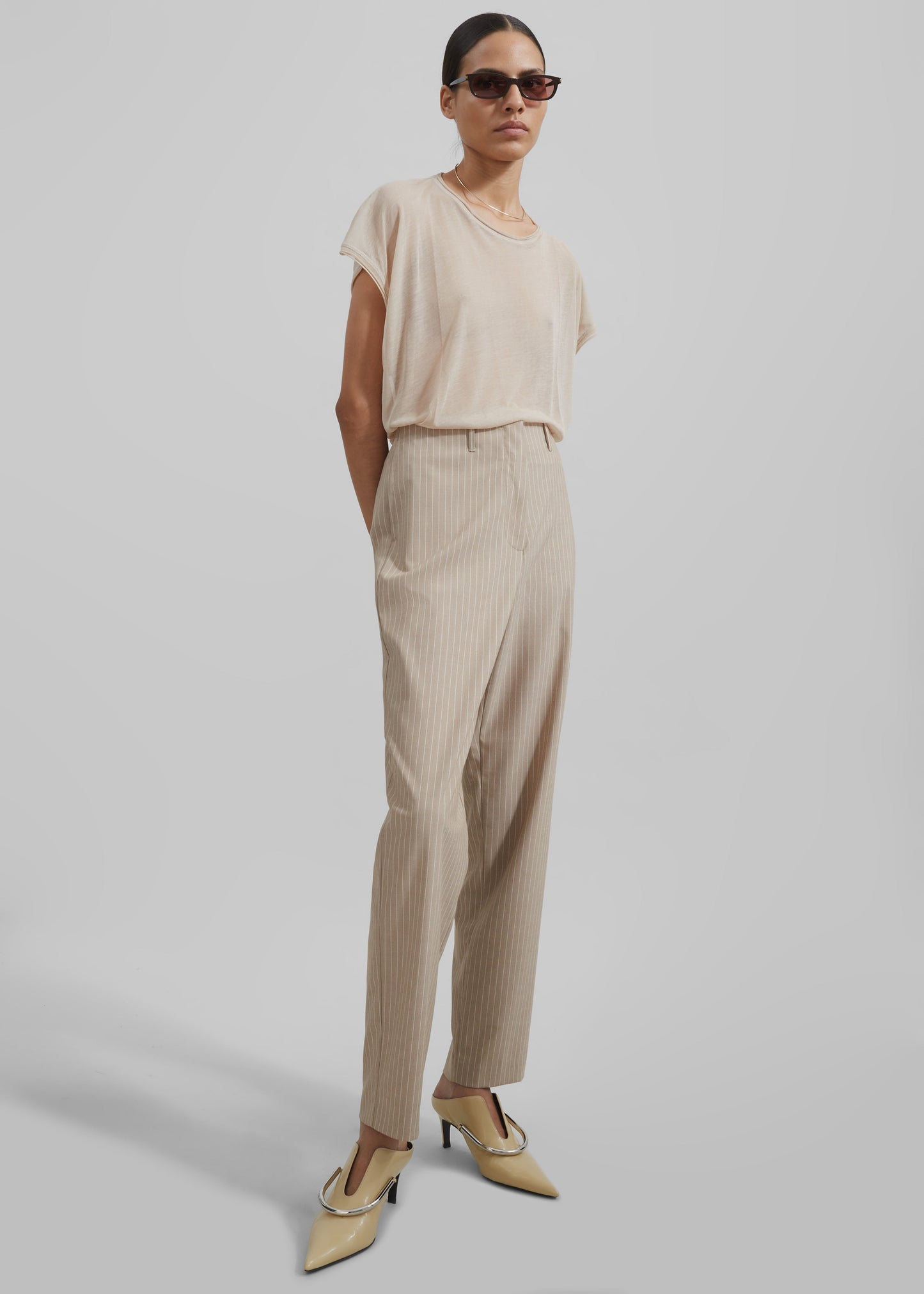 Stasia Pants - Beige Stripe