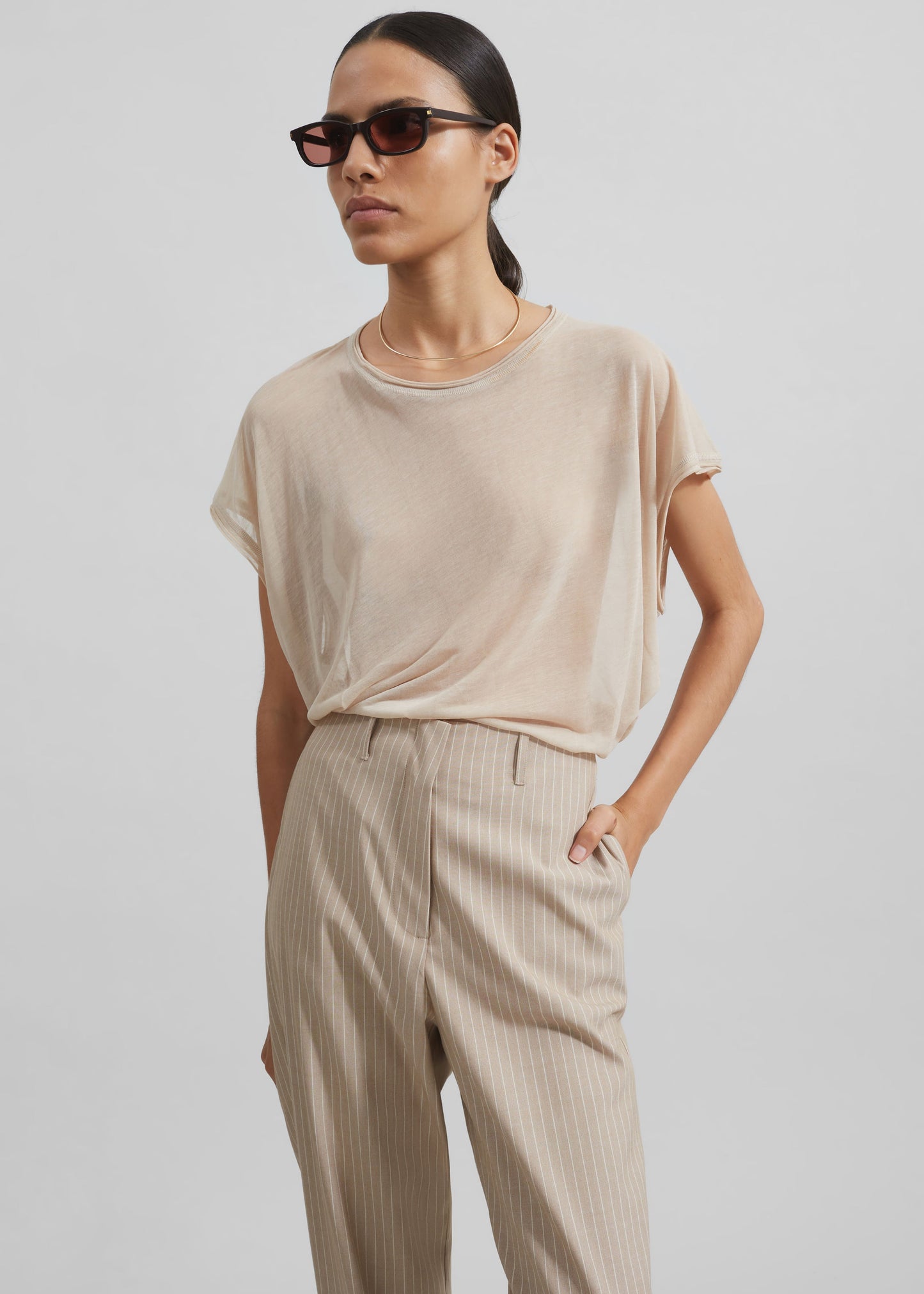 Stasia Pants - Beige Stripe