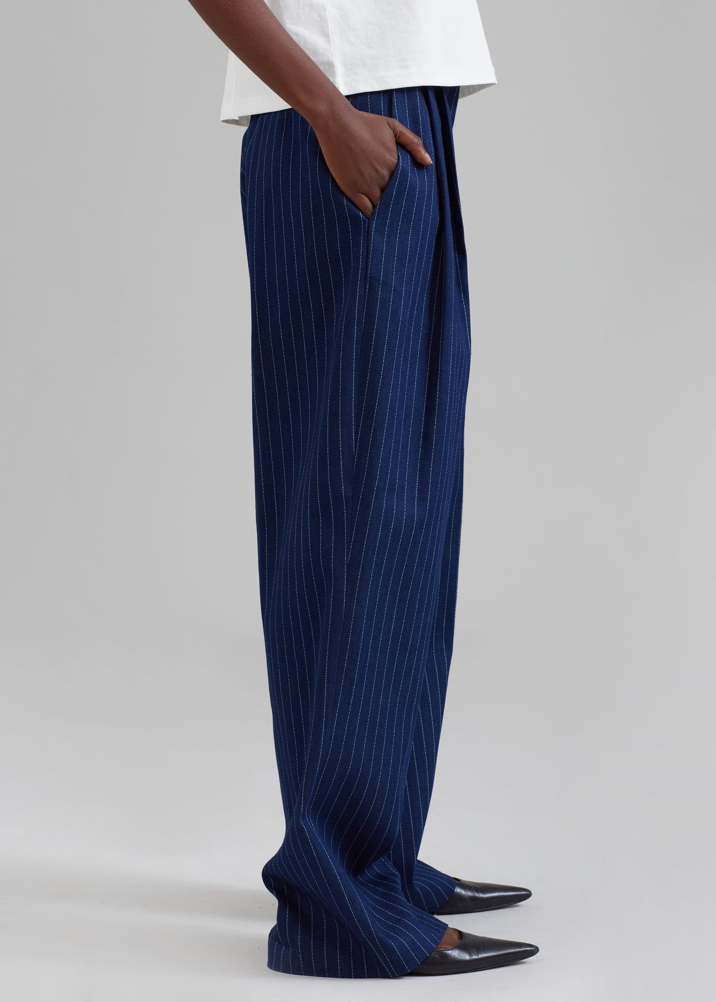 Tansy Denim Pants - Navy Pinstripe