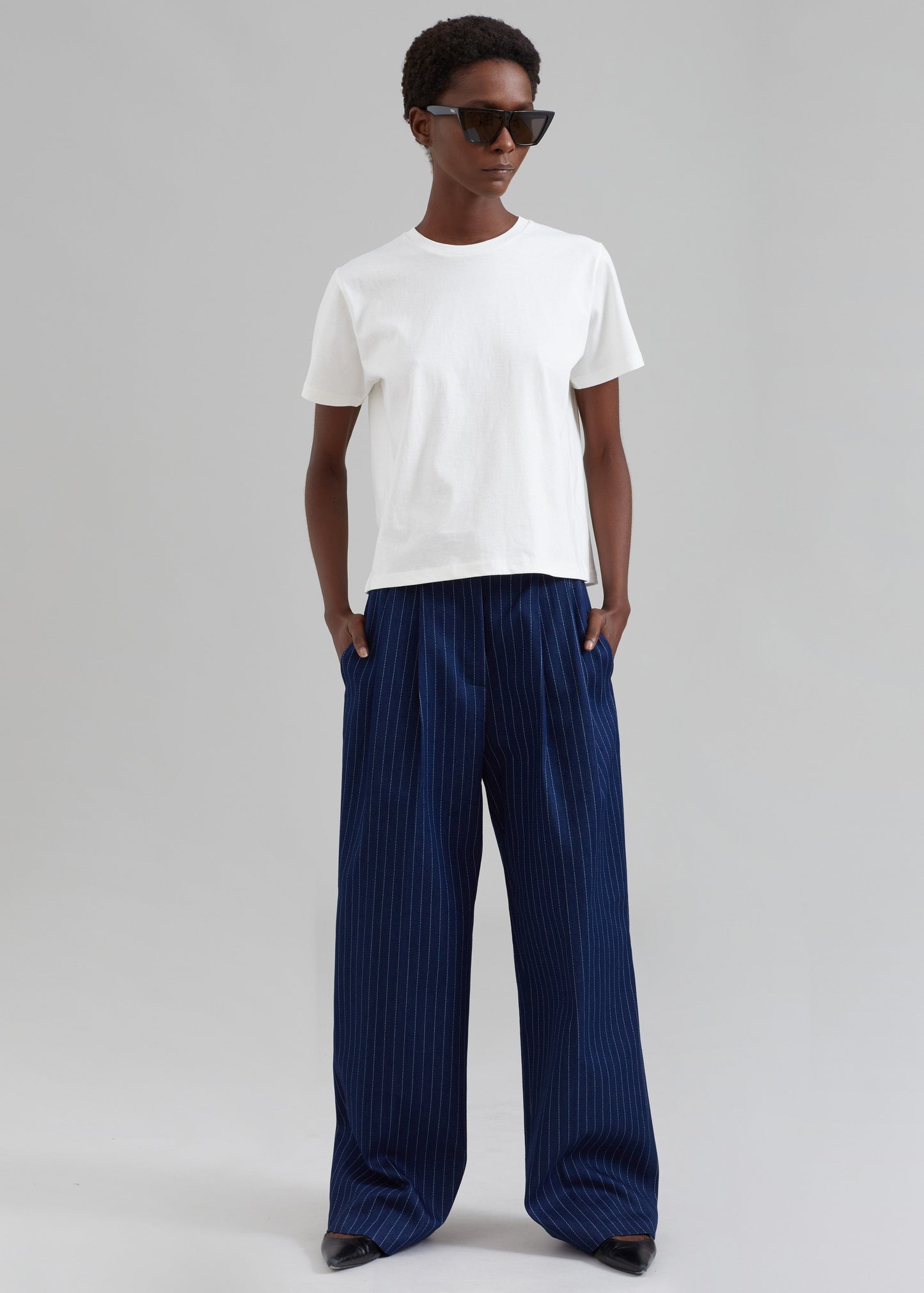 Tansy Denim Pants - Navy Pinstripe