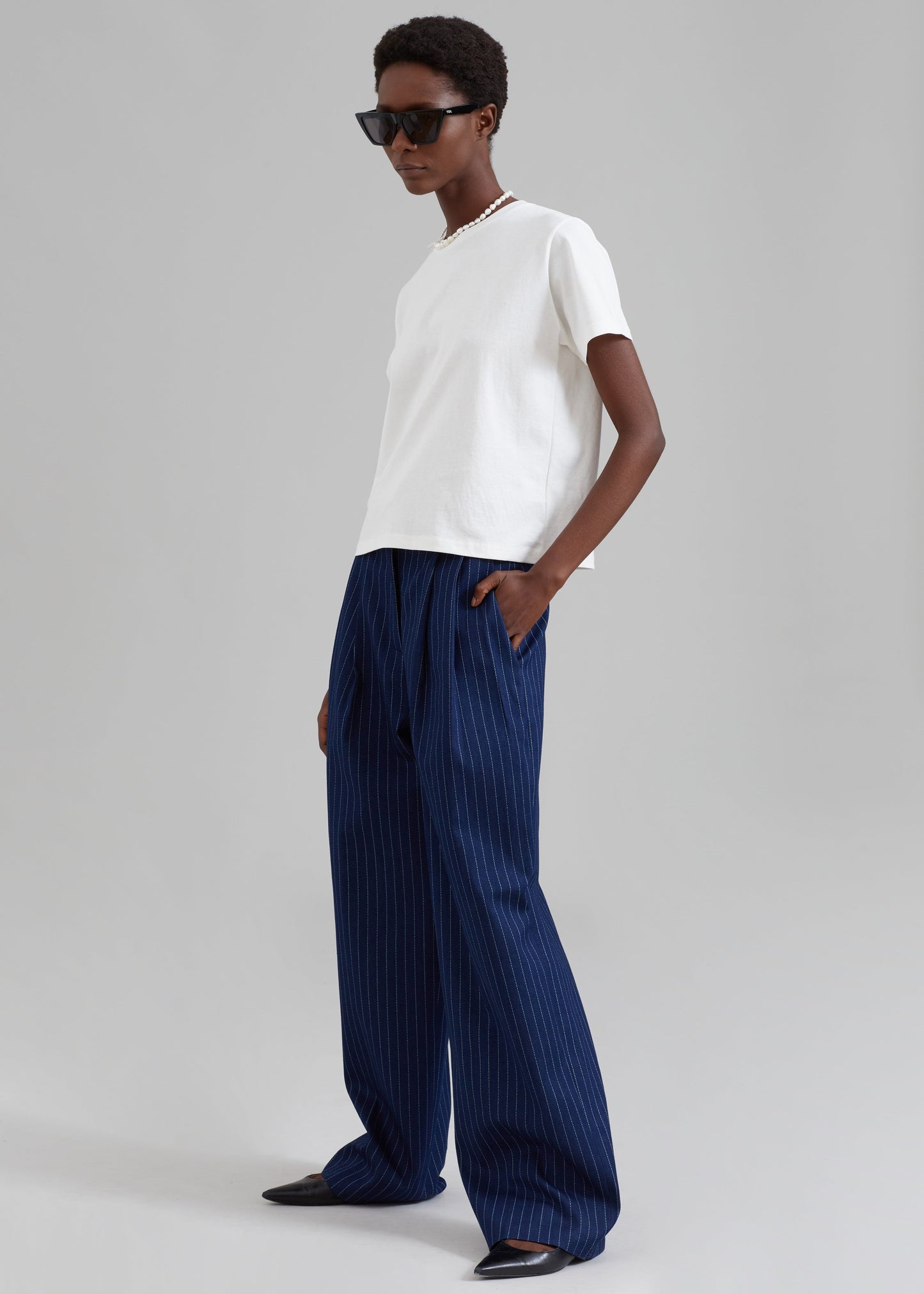 Tansy Denim Pants - Navy Pinstripe