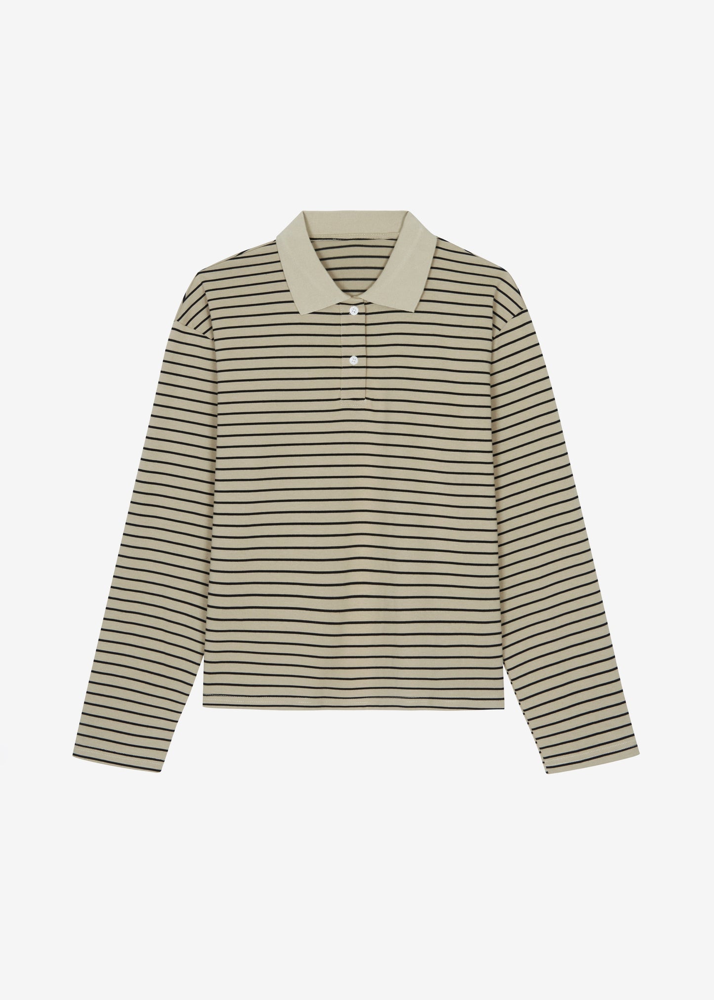 Taryn Striped Polo - Beige/Black Stripe