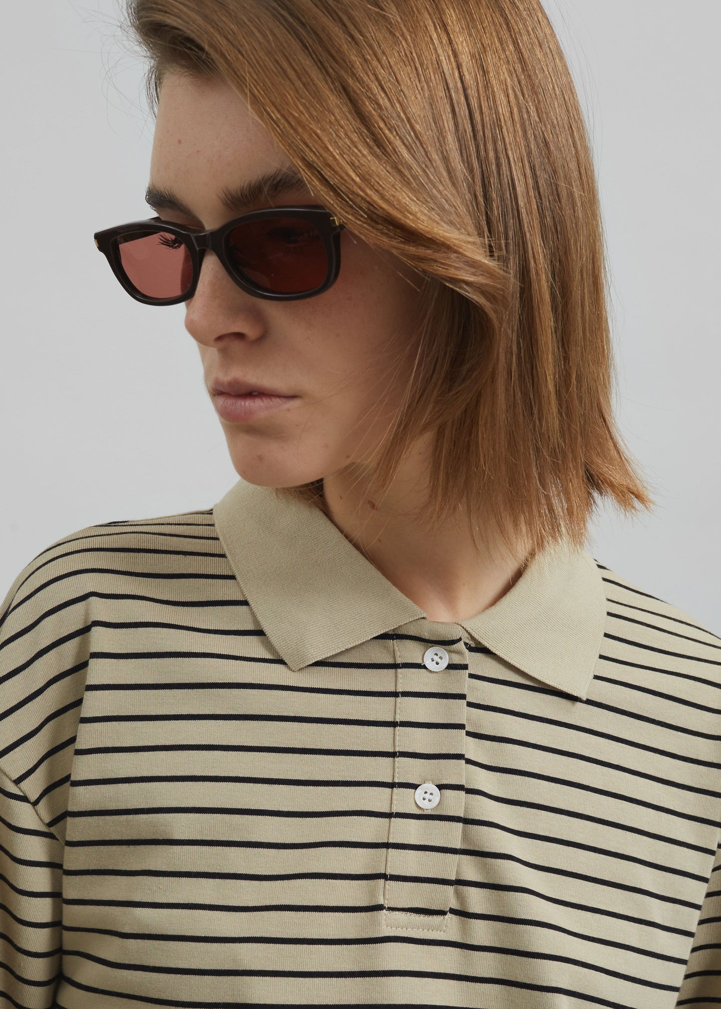 Taryn Striped Polo - Beige/Black Stripe