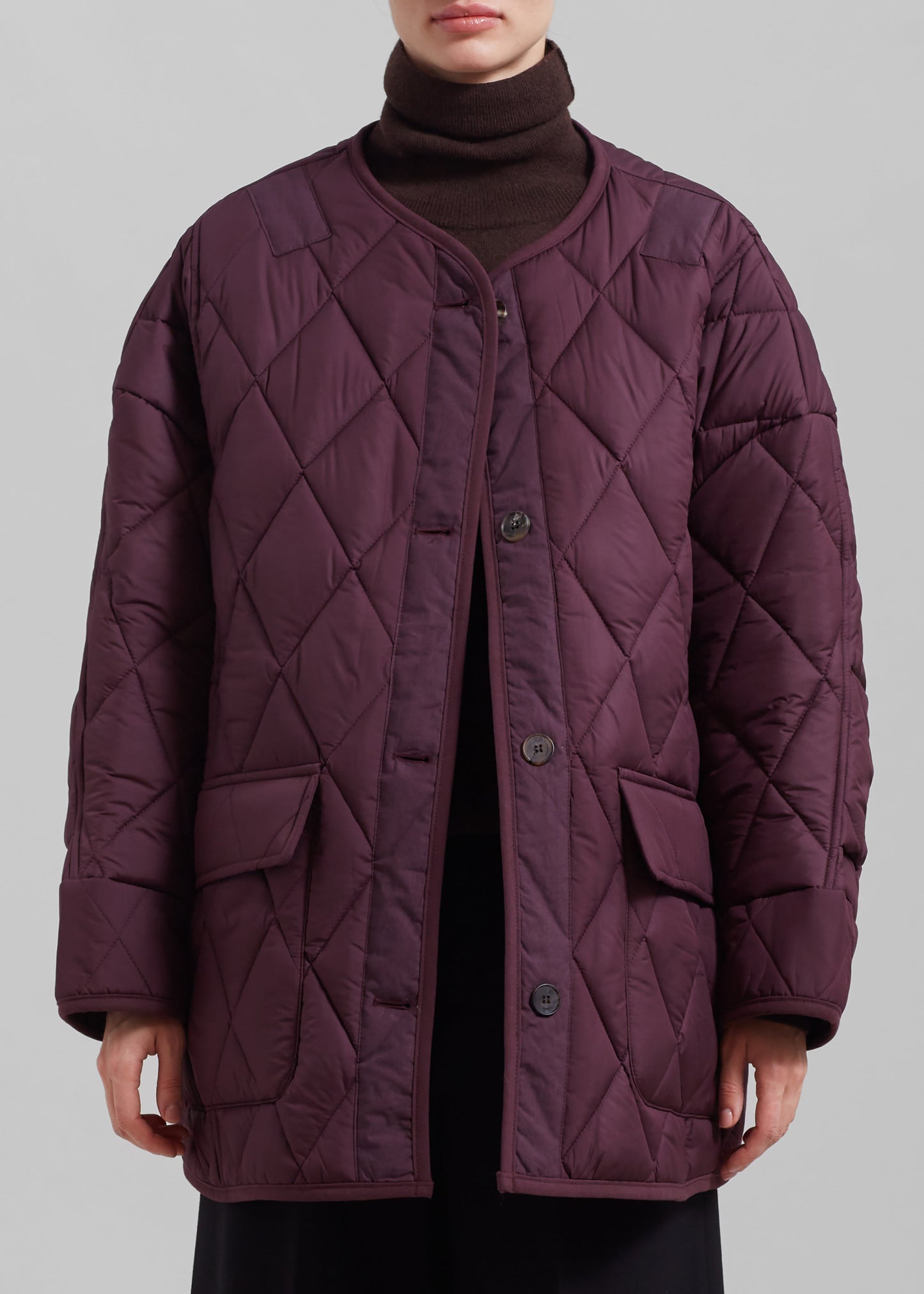 Teddy Quilted Jacket - Burgundy