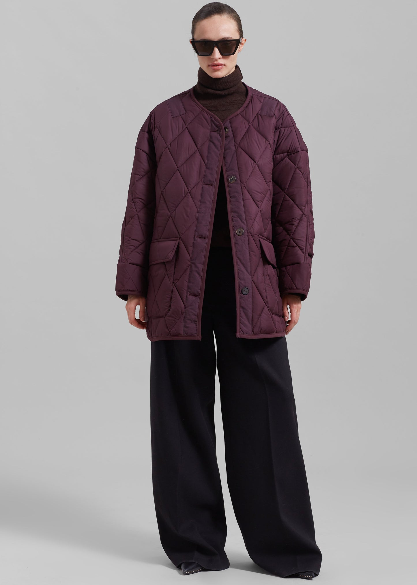 Teddy Quilted Jacket - Burgundy