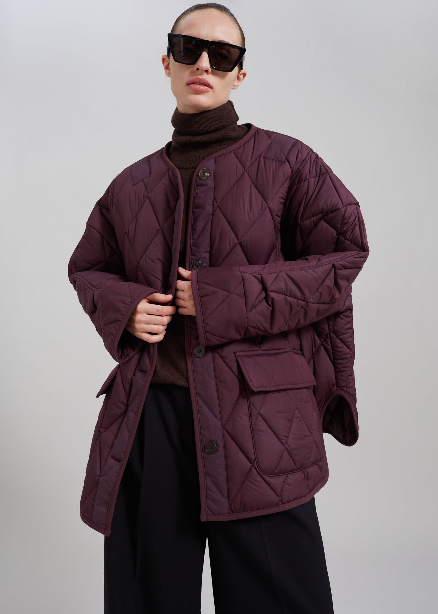 Teddy Quilted Jacket - Burgundy