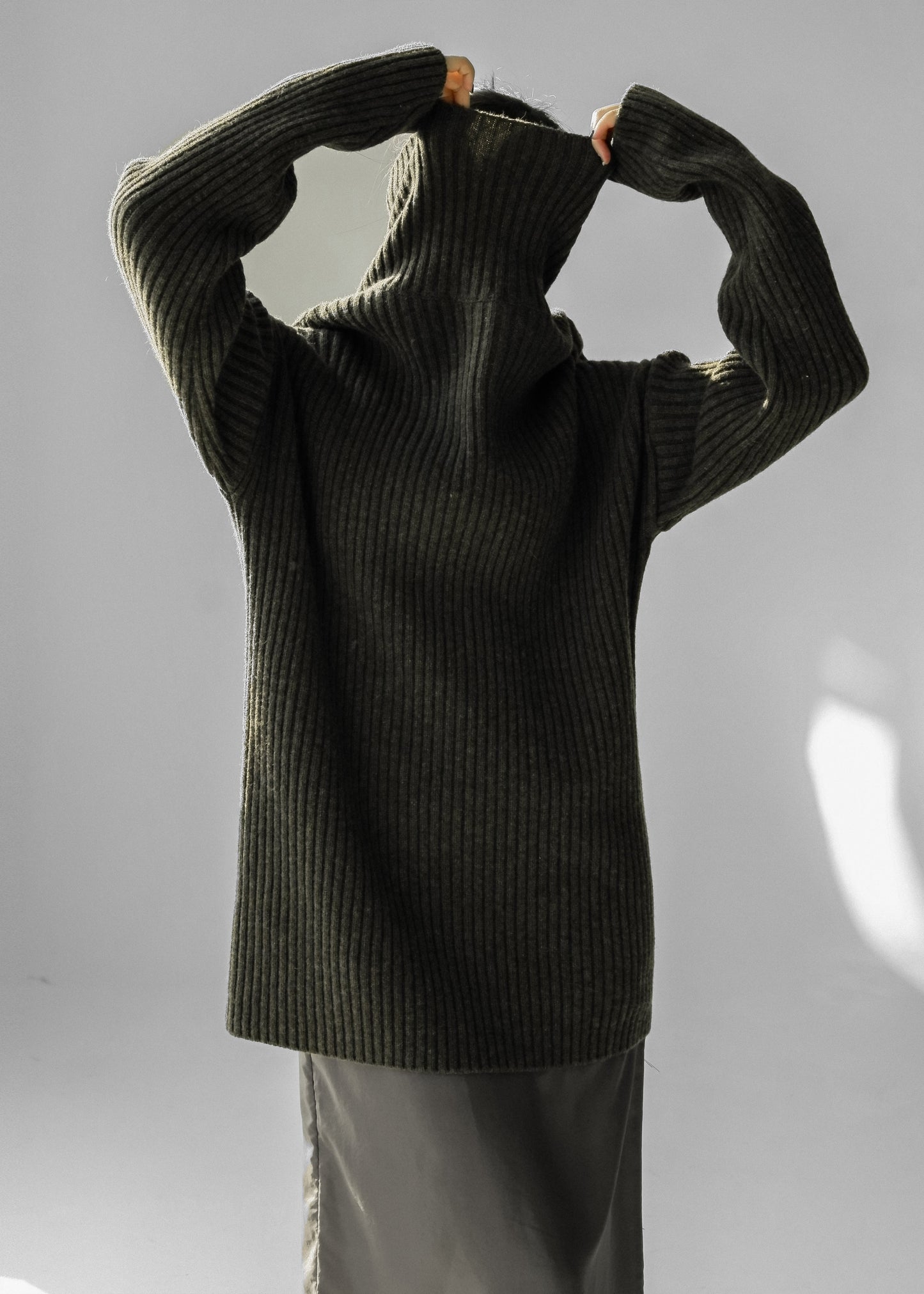 Thelma Ribbed Sweater Dress - Khaki