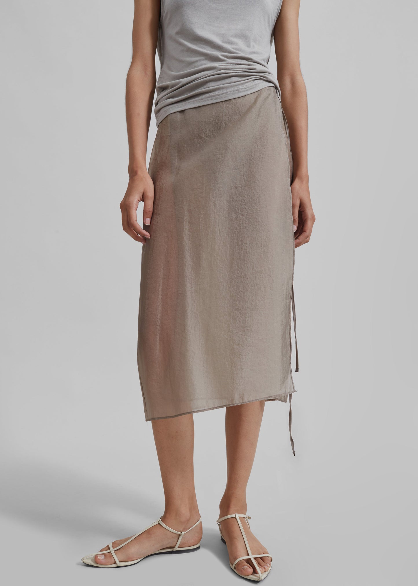 Tia Sheer Layered Skirt - Beige