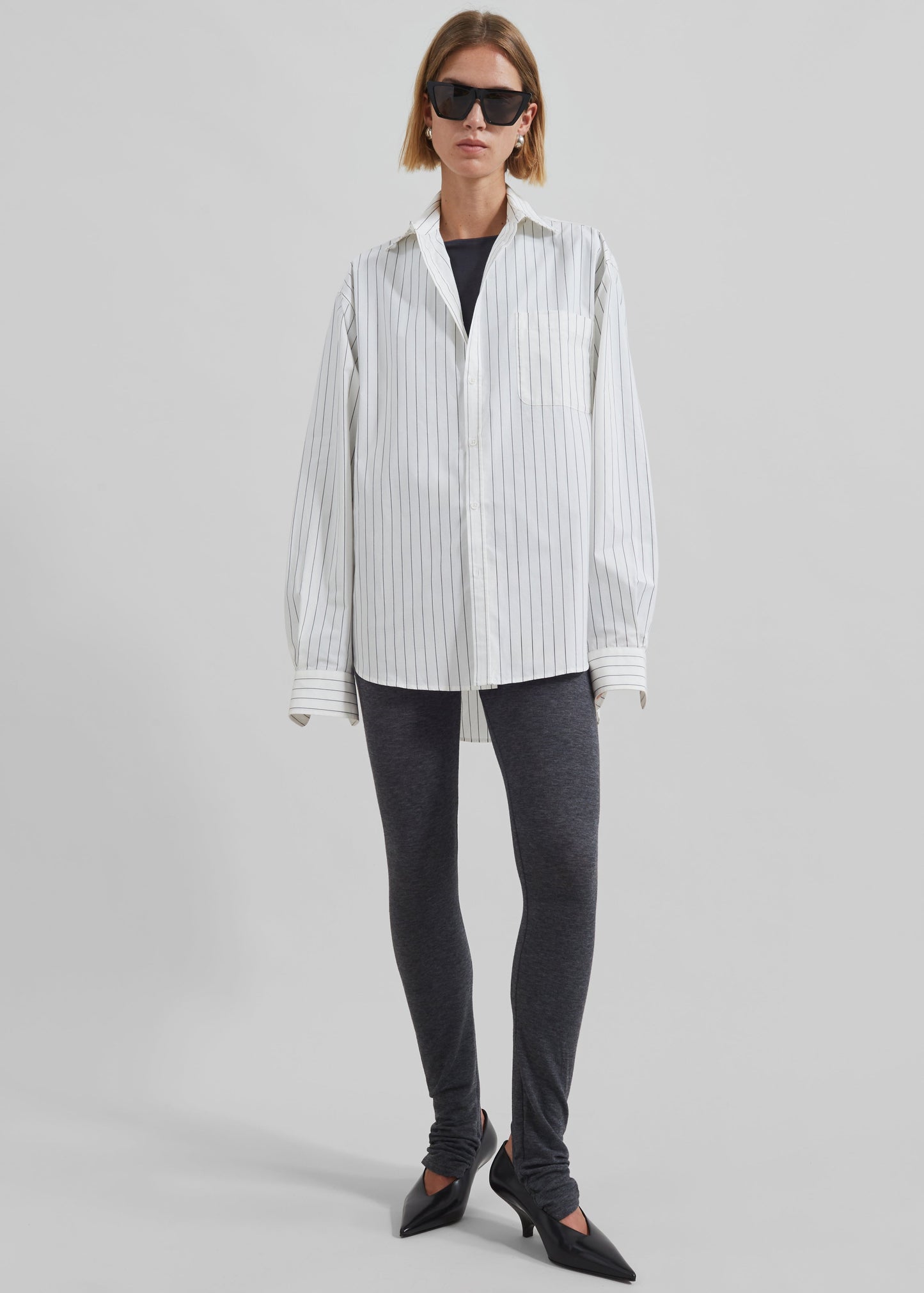 Toria Cotton Shirt - White/Black Stripe