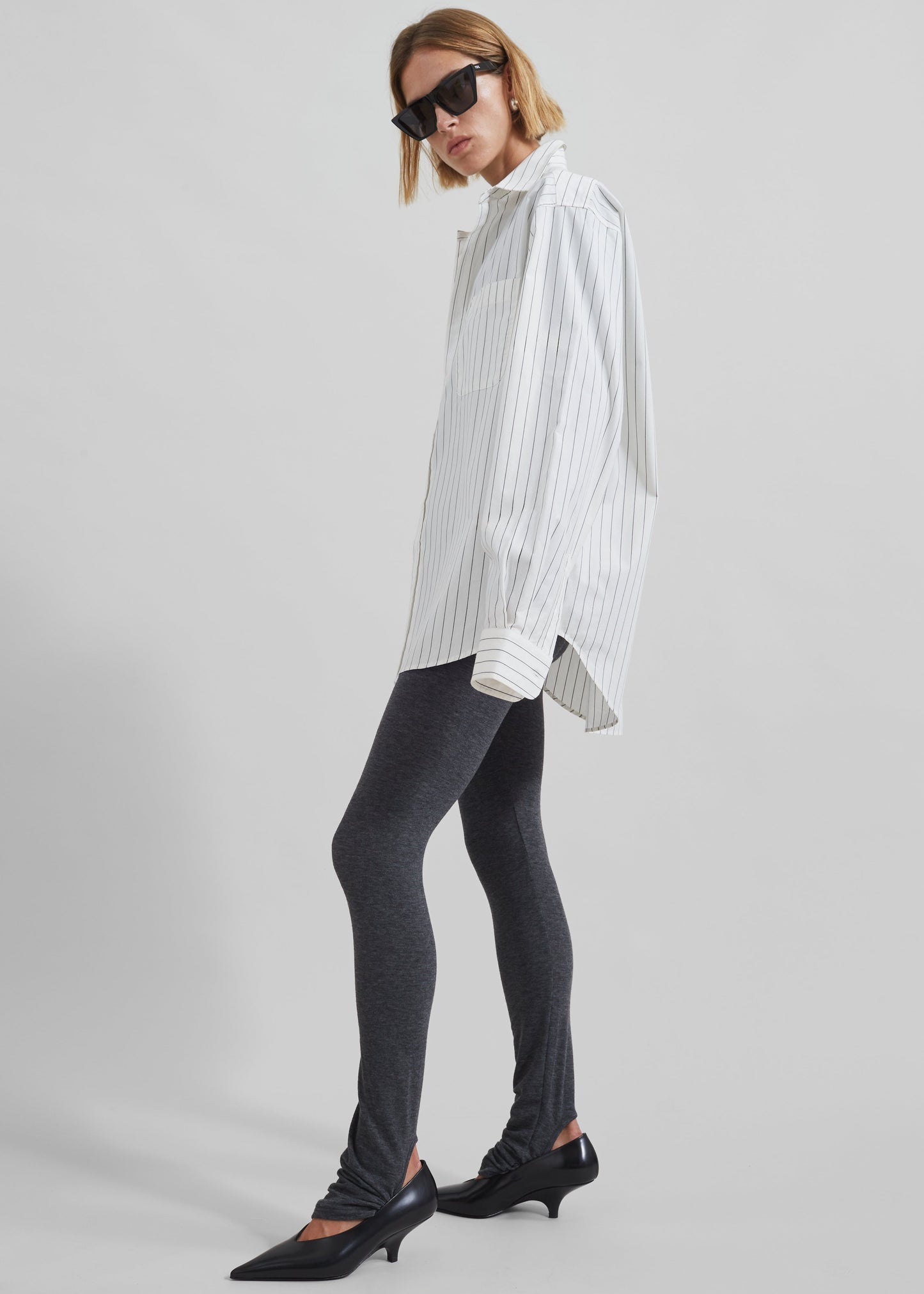 Toria Cotton Shirt - White/Black Stripe