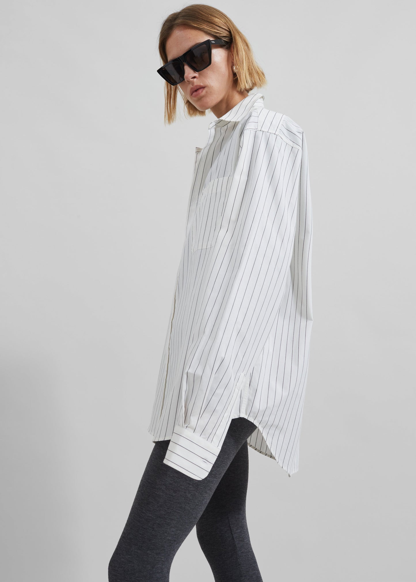 Toria Cotton Shirt - White/Black Stripe