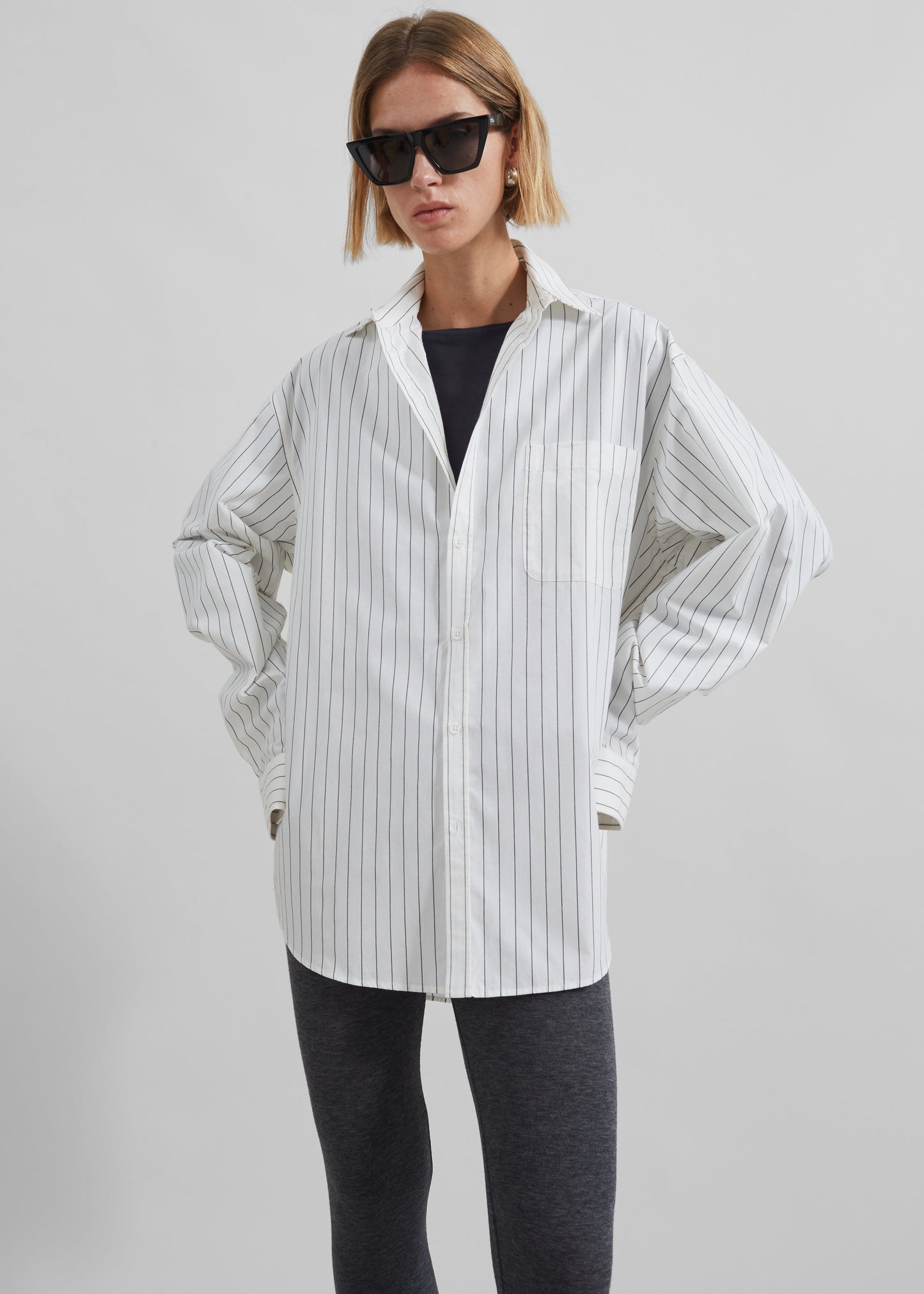 Toria Cotton Shirt - White/Black Stripe