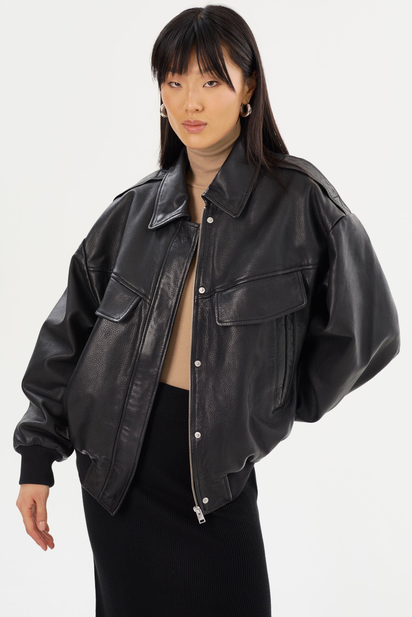 TREVANNA | Leather Bomber Jacket