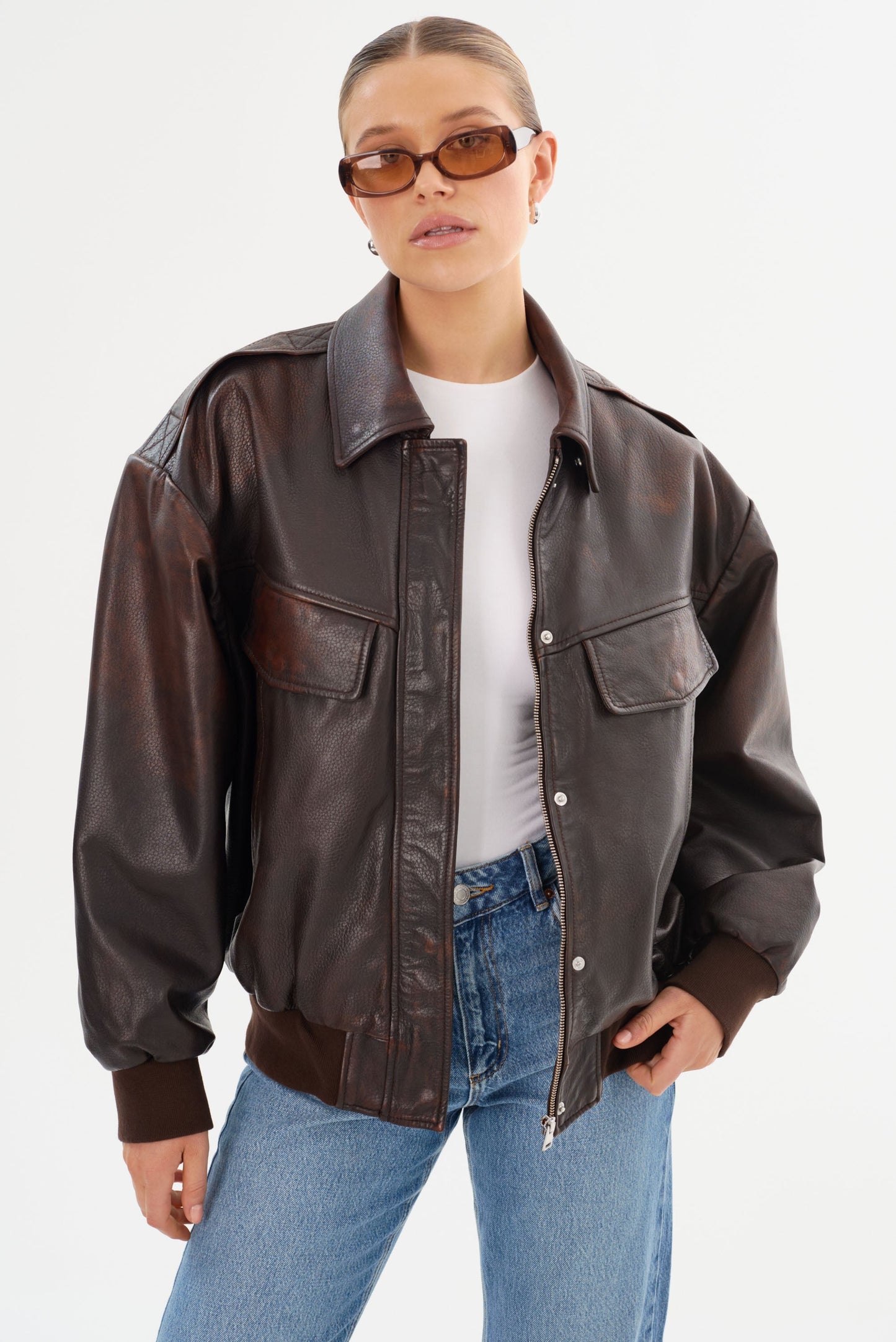 TREVANNA | Leather Bomber Jacket