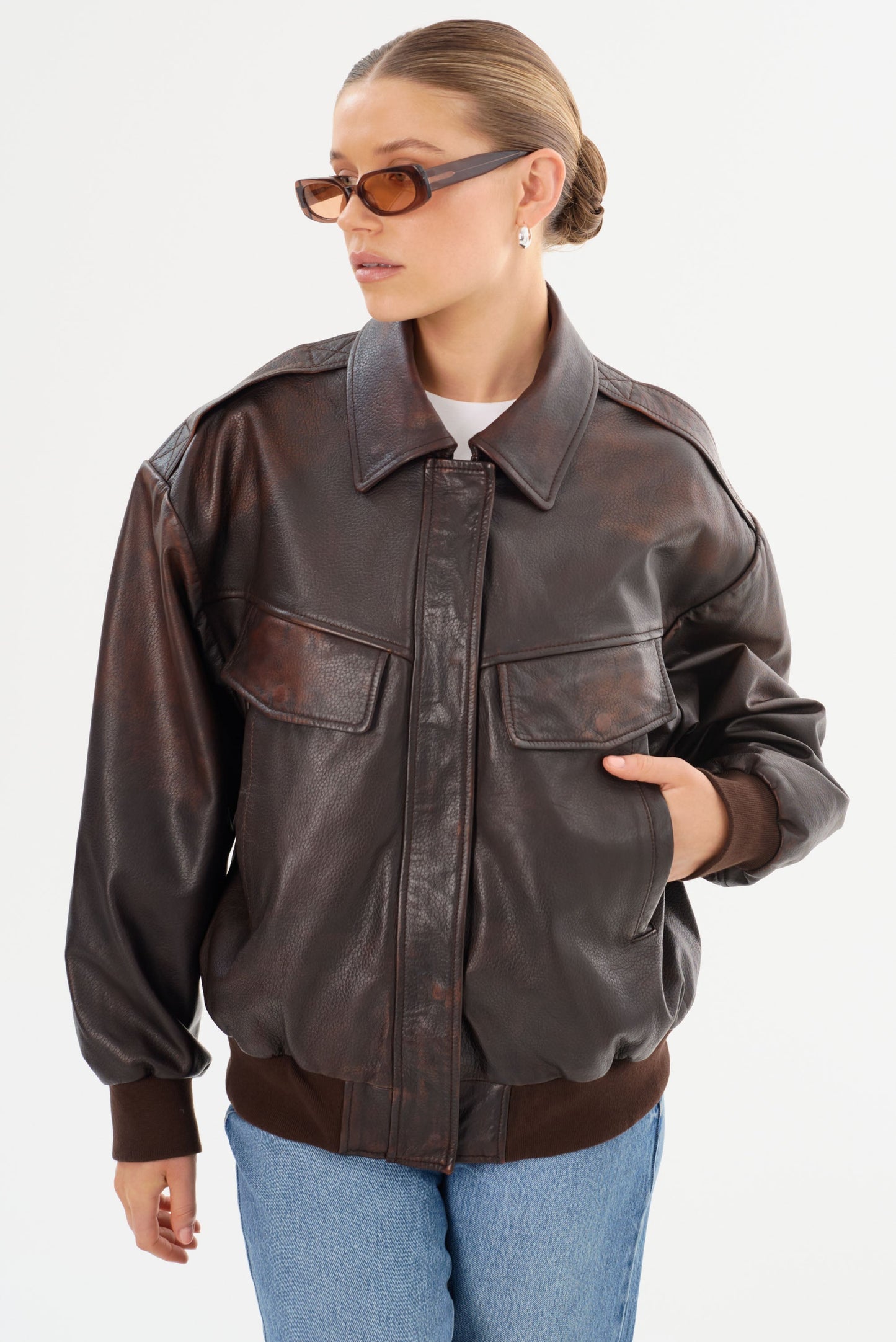 TREVANNA | Leather Bomber Jacket