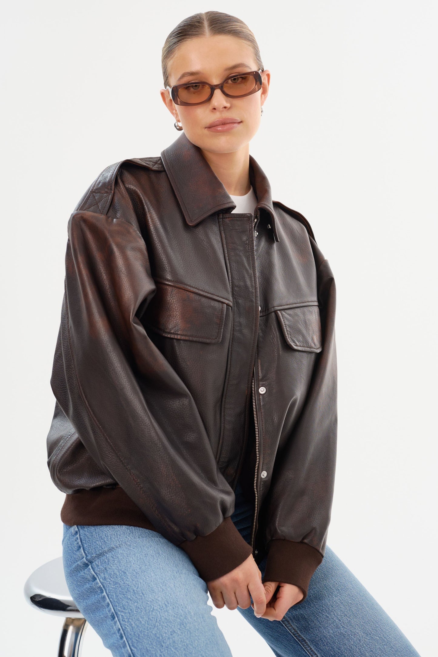 TREVANNA | Leather Bomber Jacket