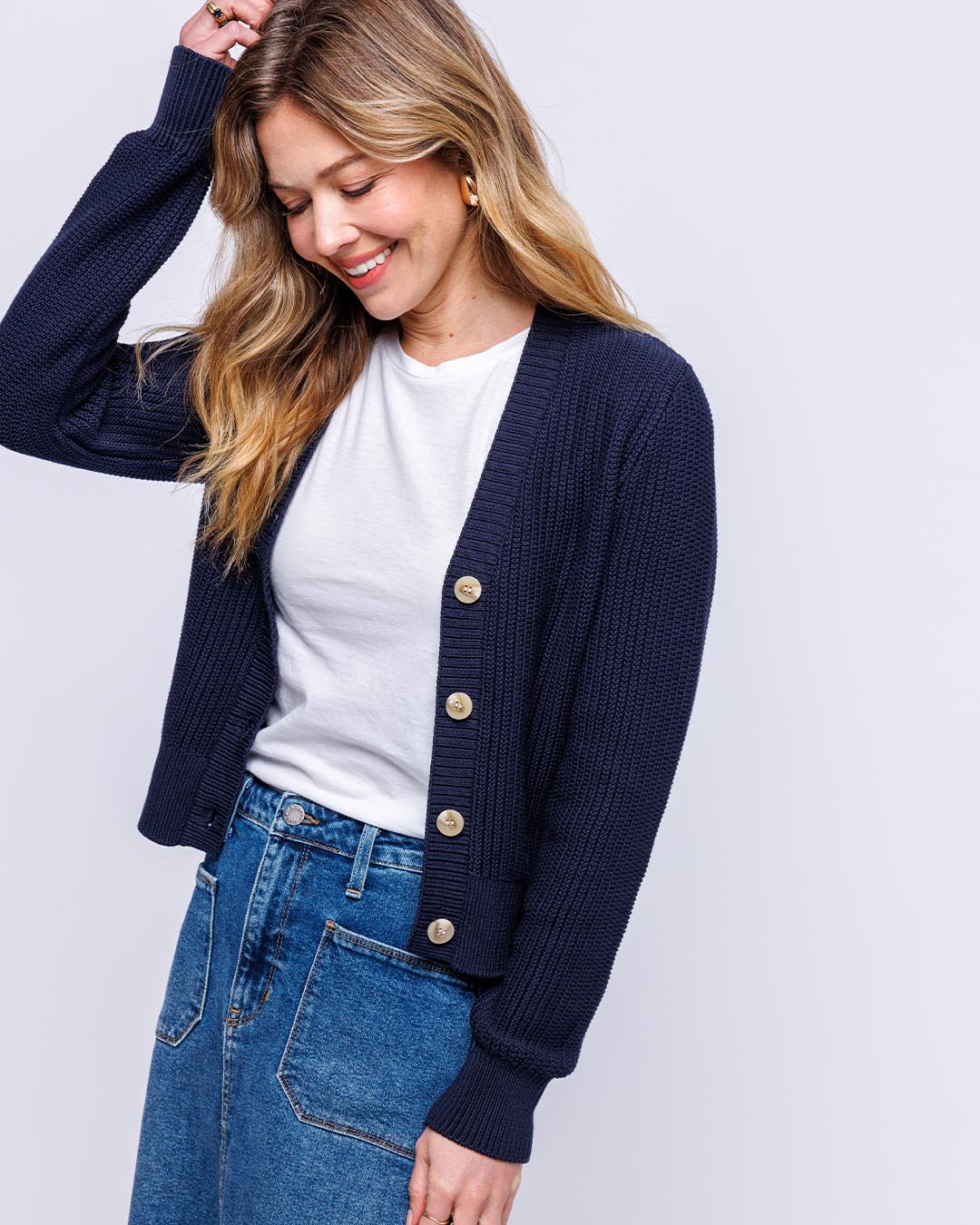 Textured Cropped Cardigan