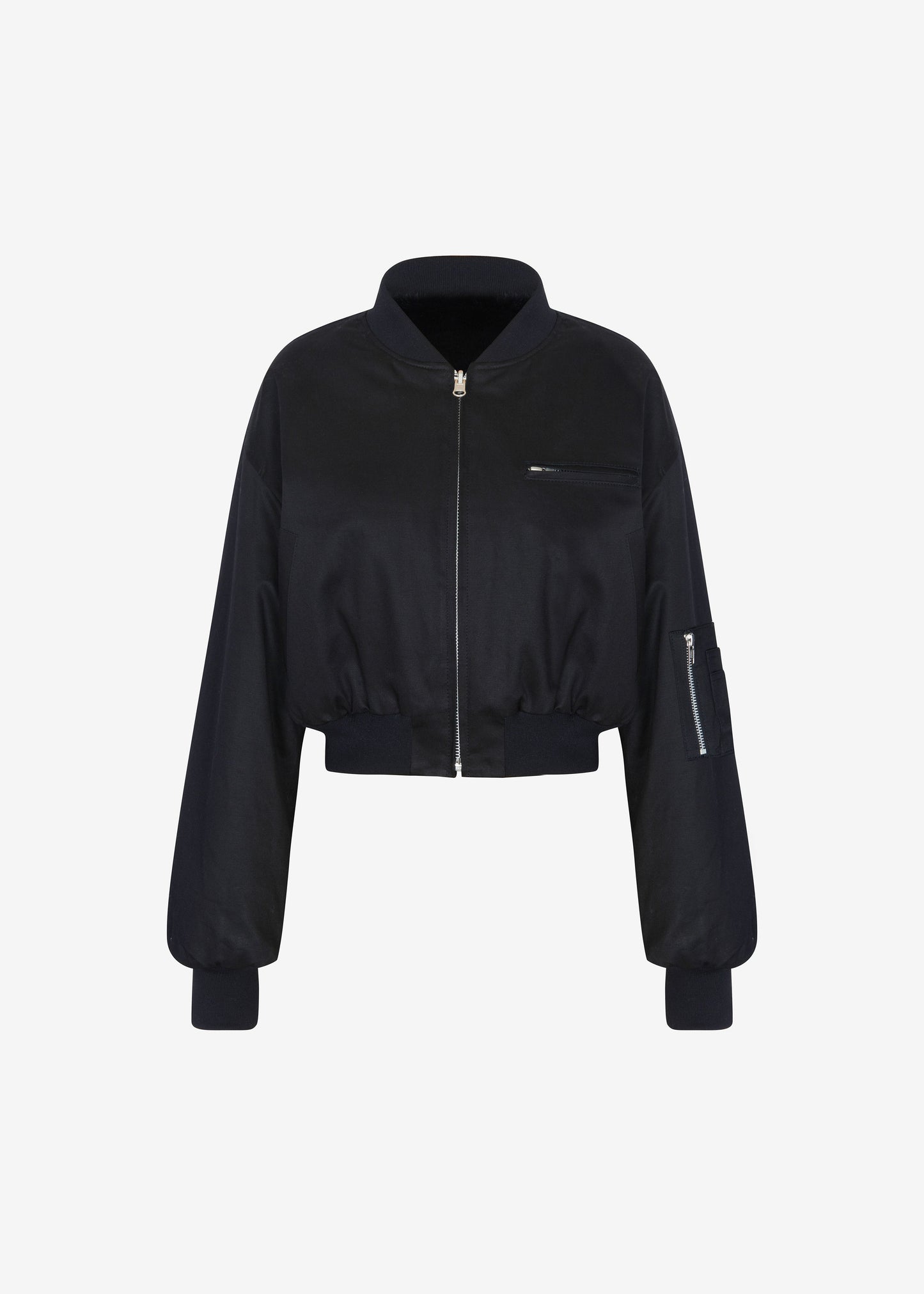 Vaud Reversible Cropped Bomber - Black