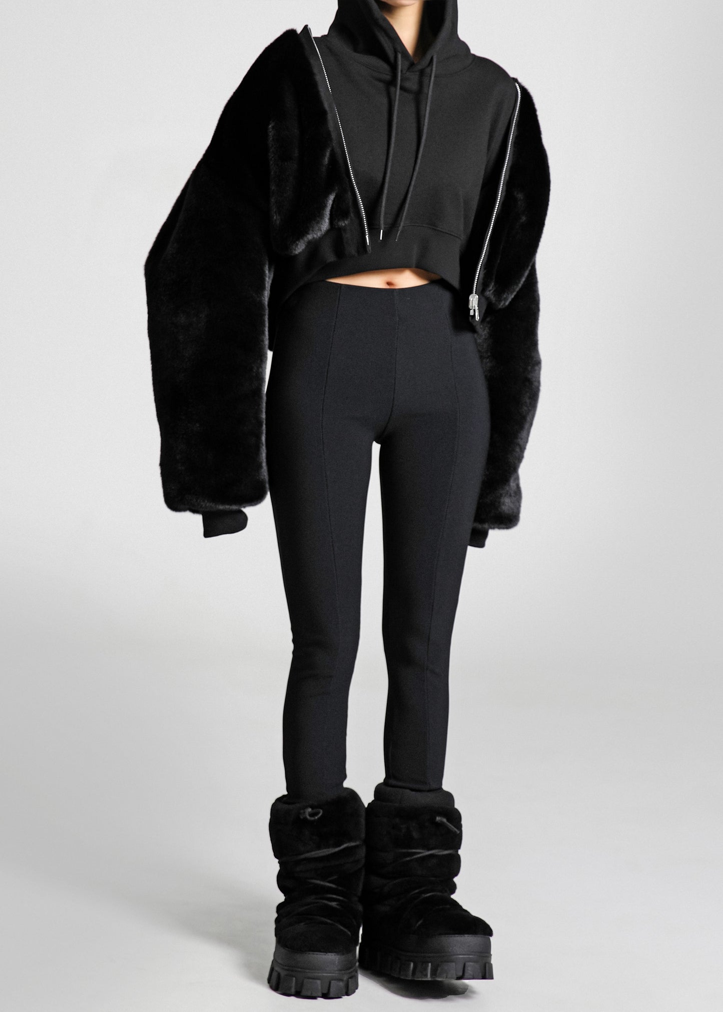 Vaud Reversible Cropped Bomber - Black