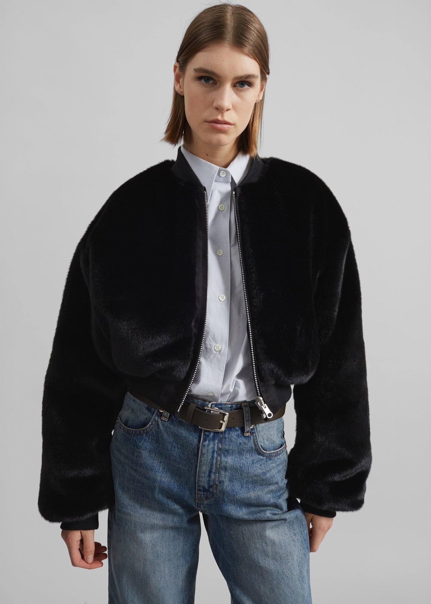 Vaud Reversible Cropped Bomber - Black