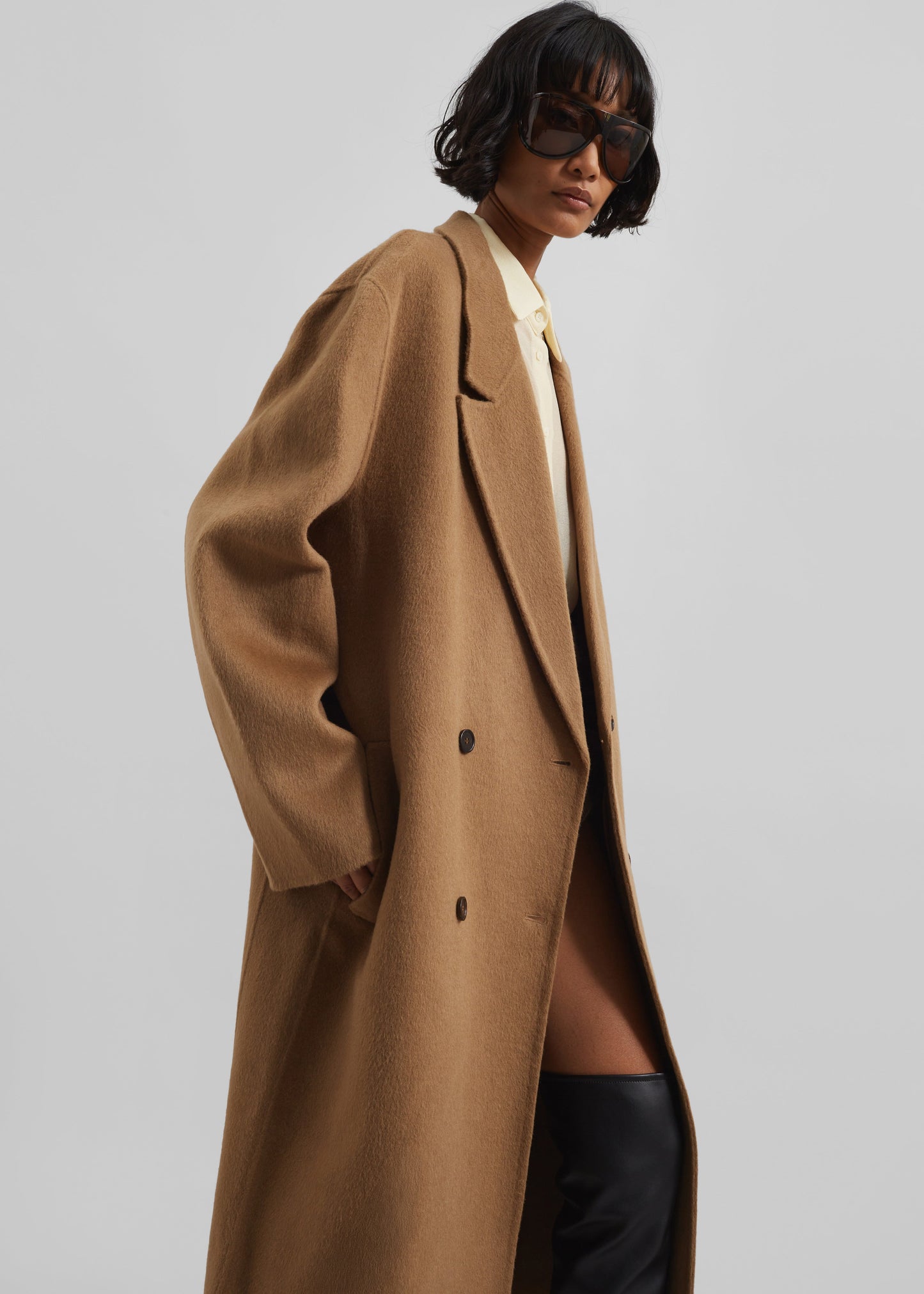 Veonce Oversized Wool Coat - Camel