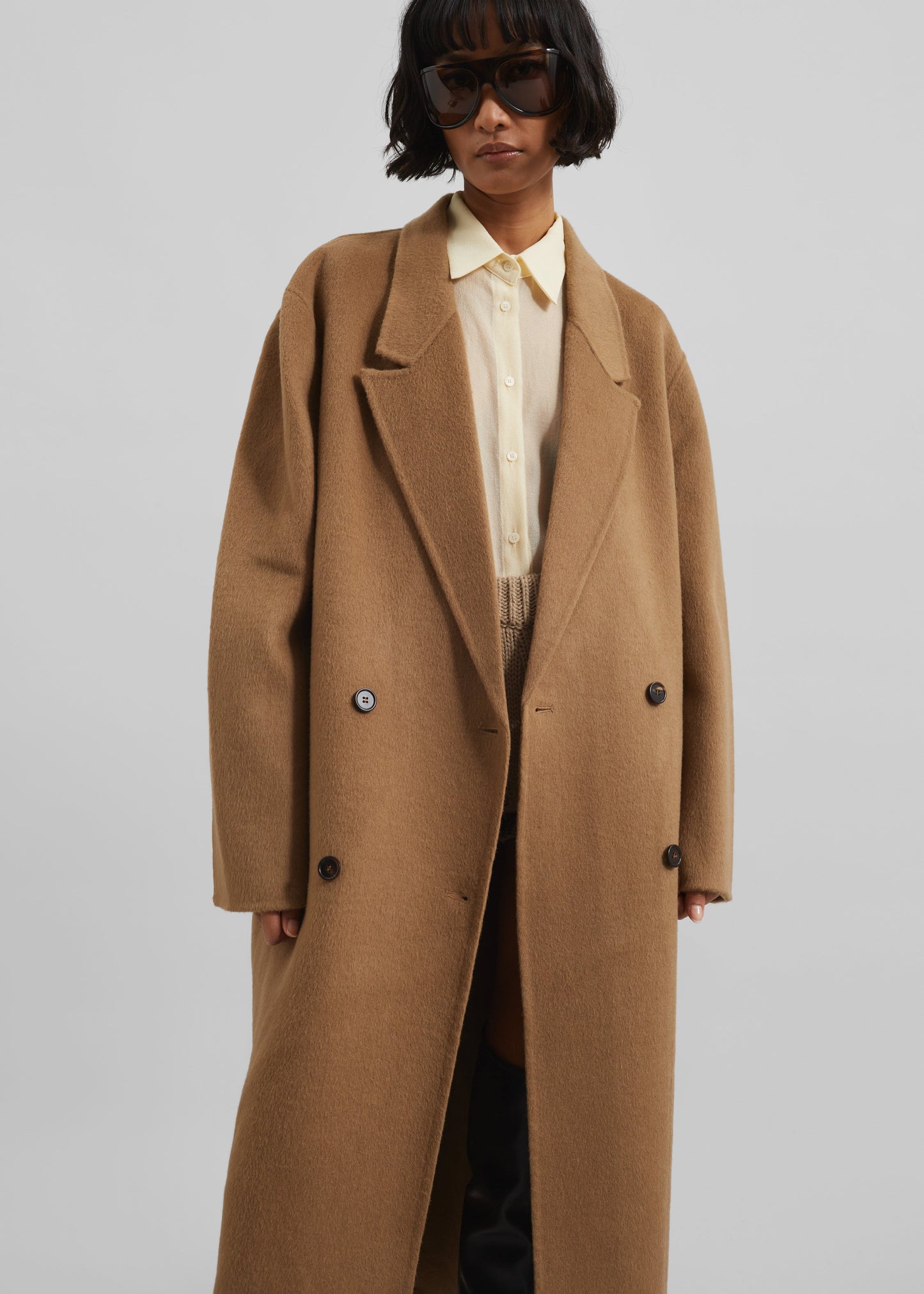 Veonce Oversized Wool Coat - Camel