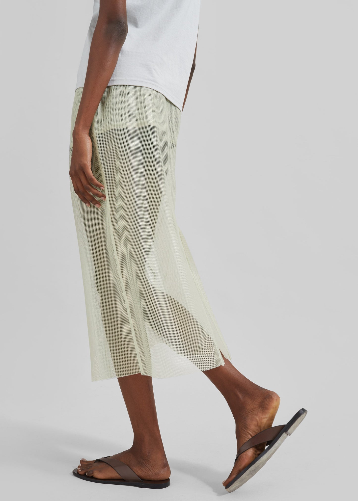 Verna Semi Sheer Midi Skirt - Moss Green