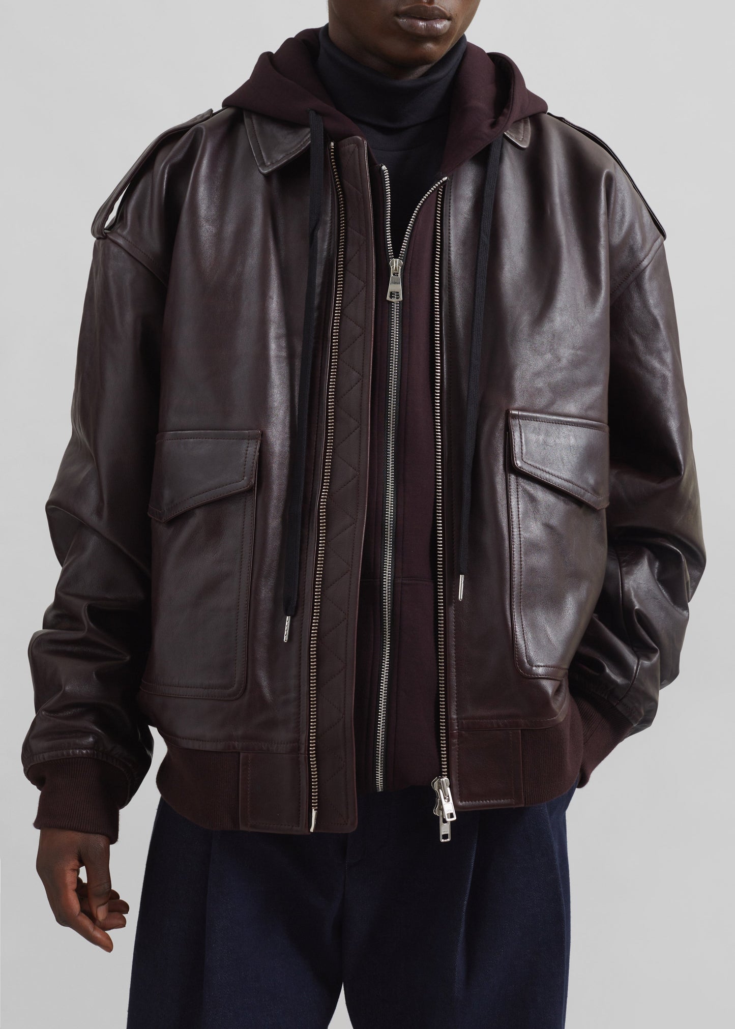 Viper Leather Jacket - Dark Plum