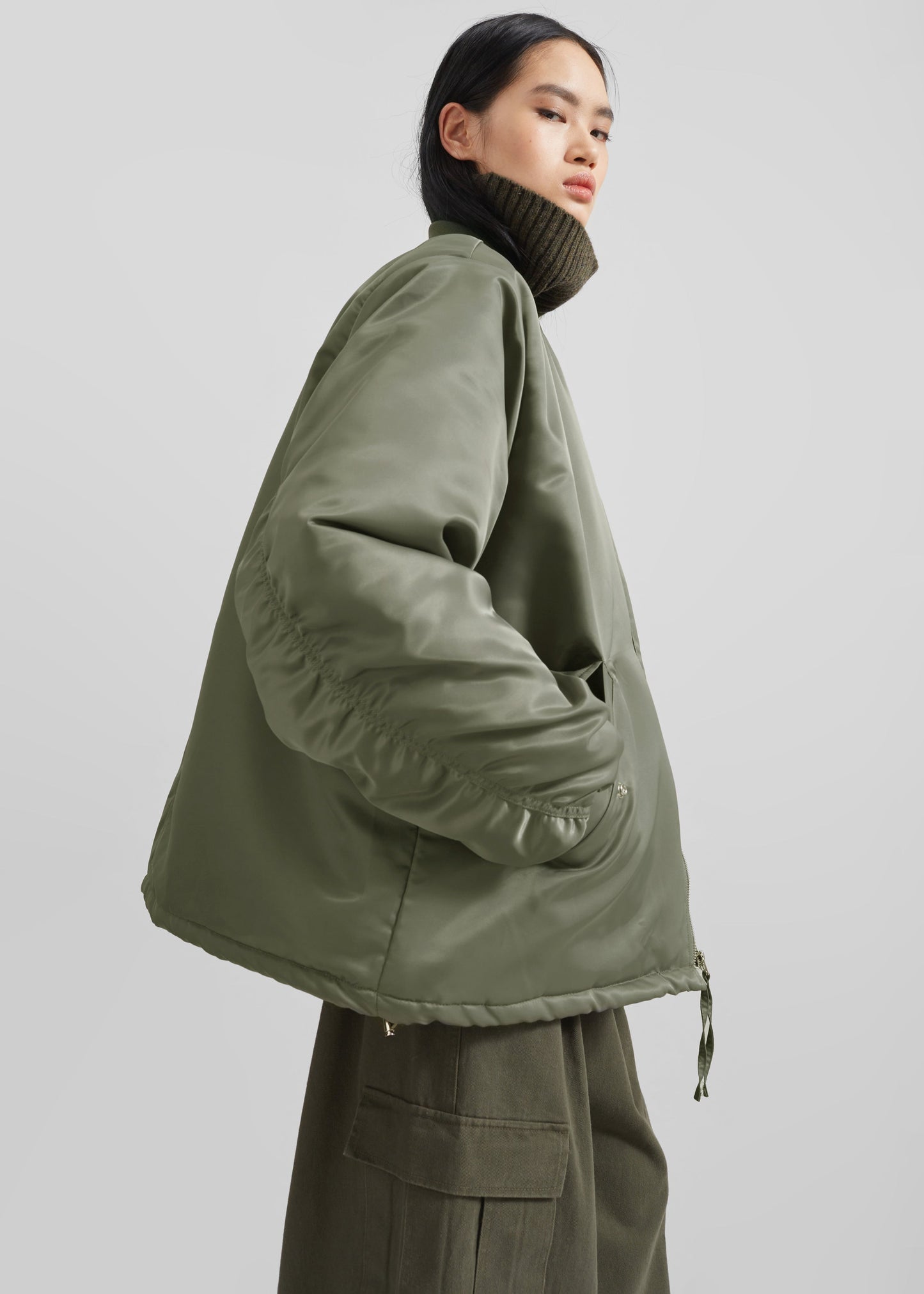 Volme Padded Bomber Jacket - Khaki