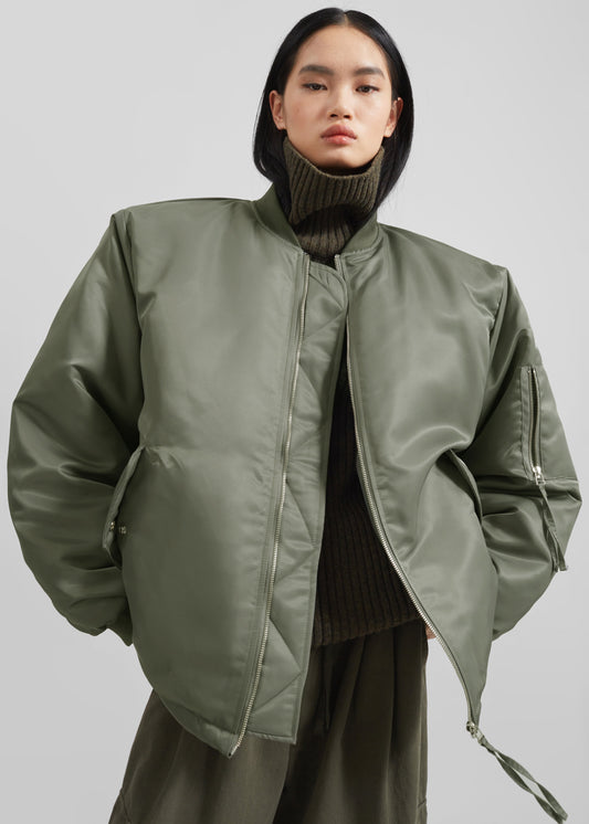 Volme Padded Bomber Jacket - Khaki