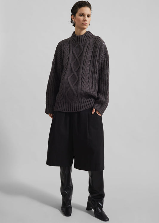 Wallonia Braided Sweater - Charcoal