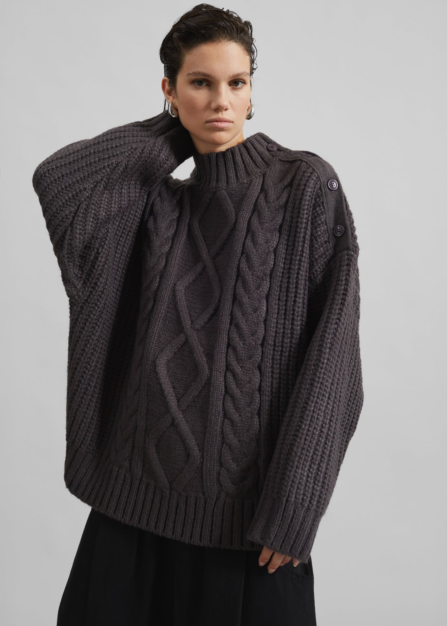 Wallonia Braided Sweater - Charcoal