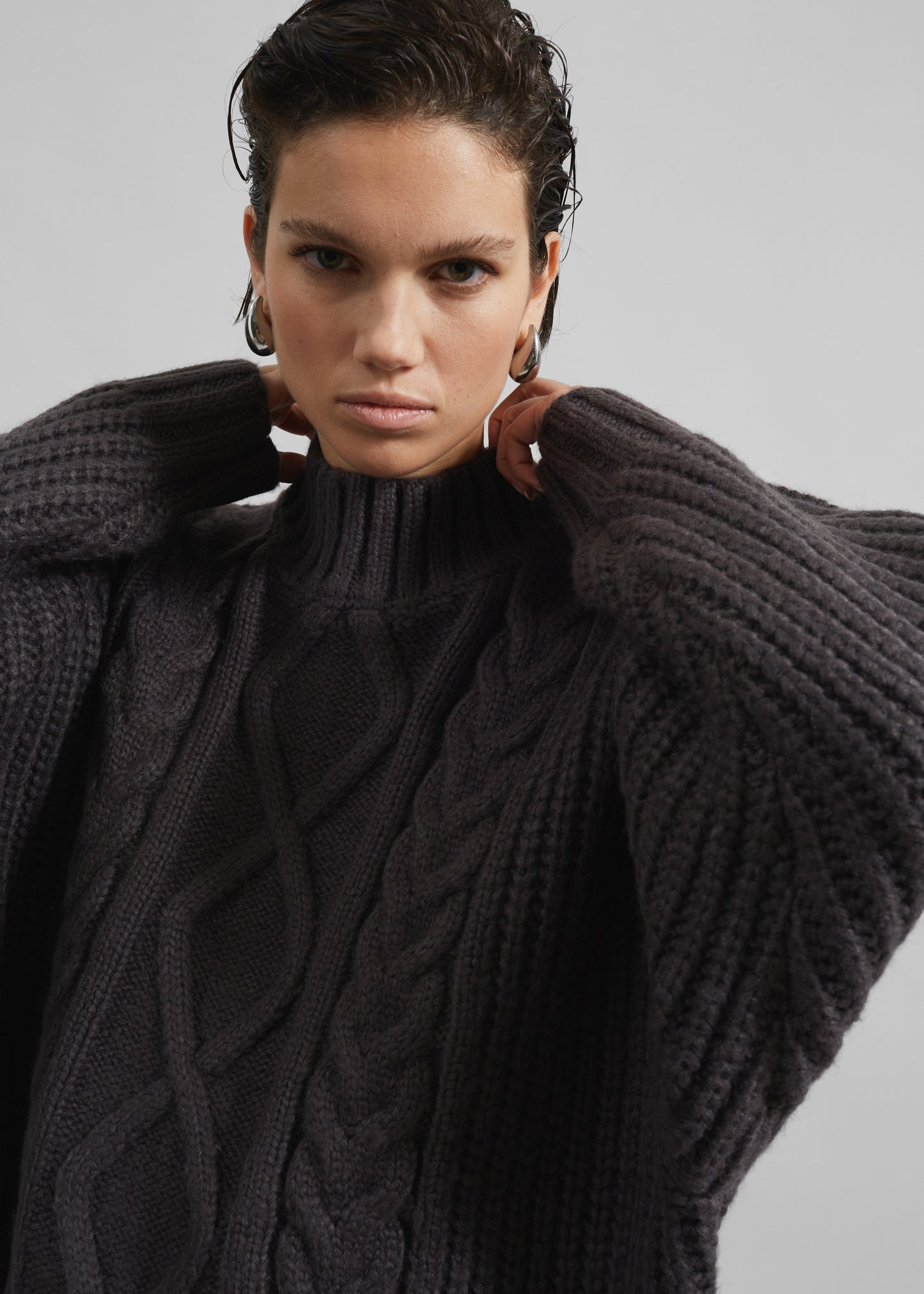 Wallonia Braided Sweater - Charcoal