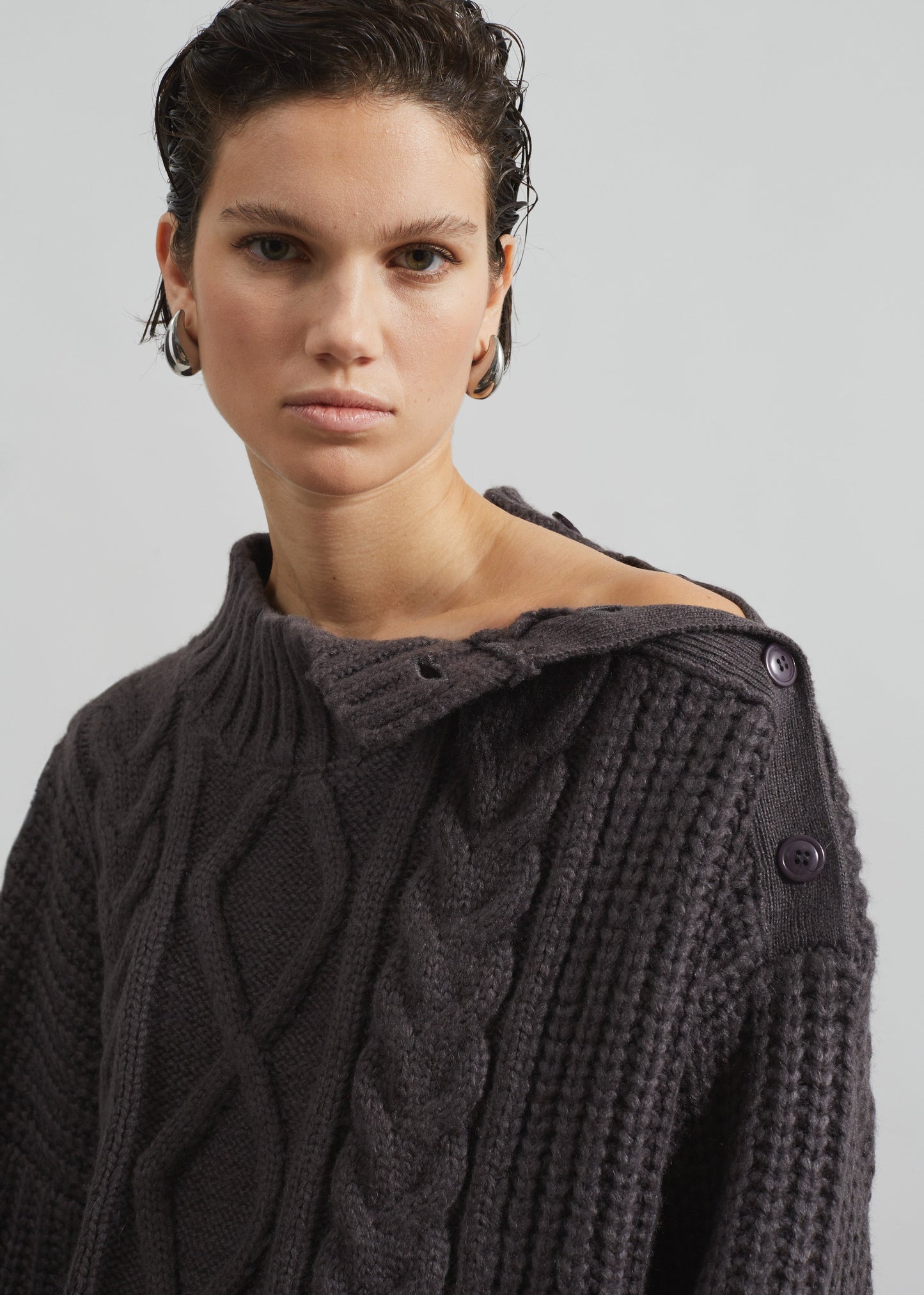 Wallonia Braided Sweater - Charcoal