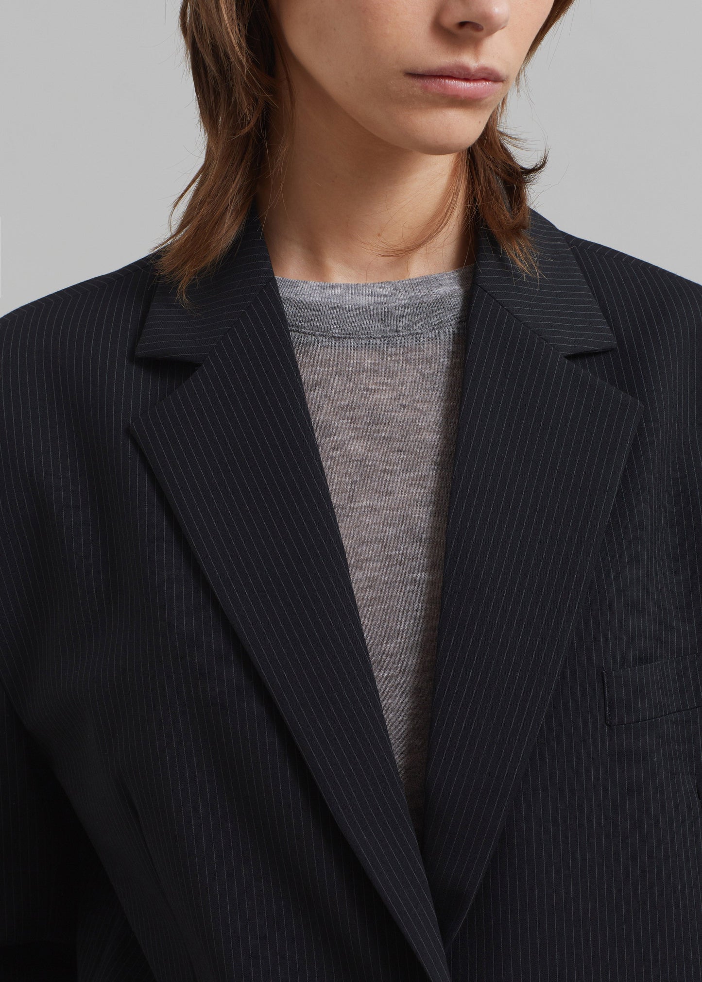 Wilma Blazer - Black Pinstripe