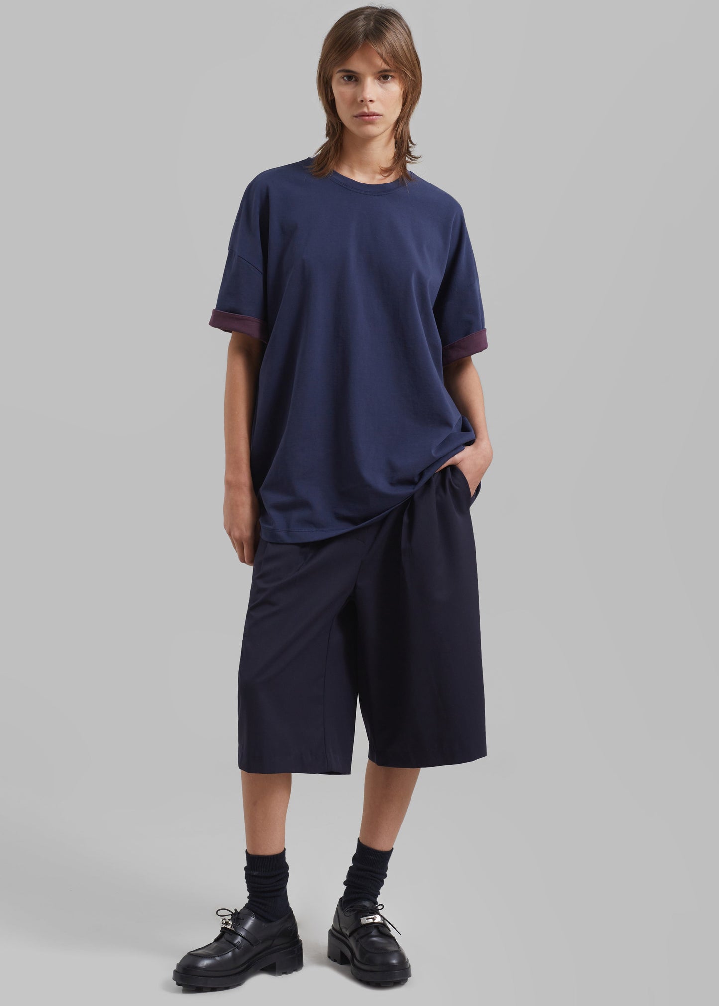 Wilma Pleated Bermuda Shorts - Navy