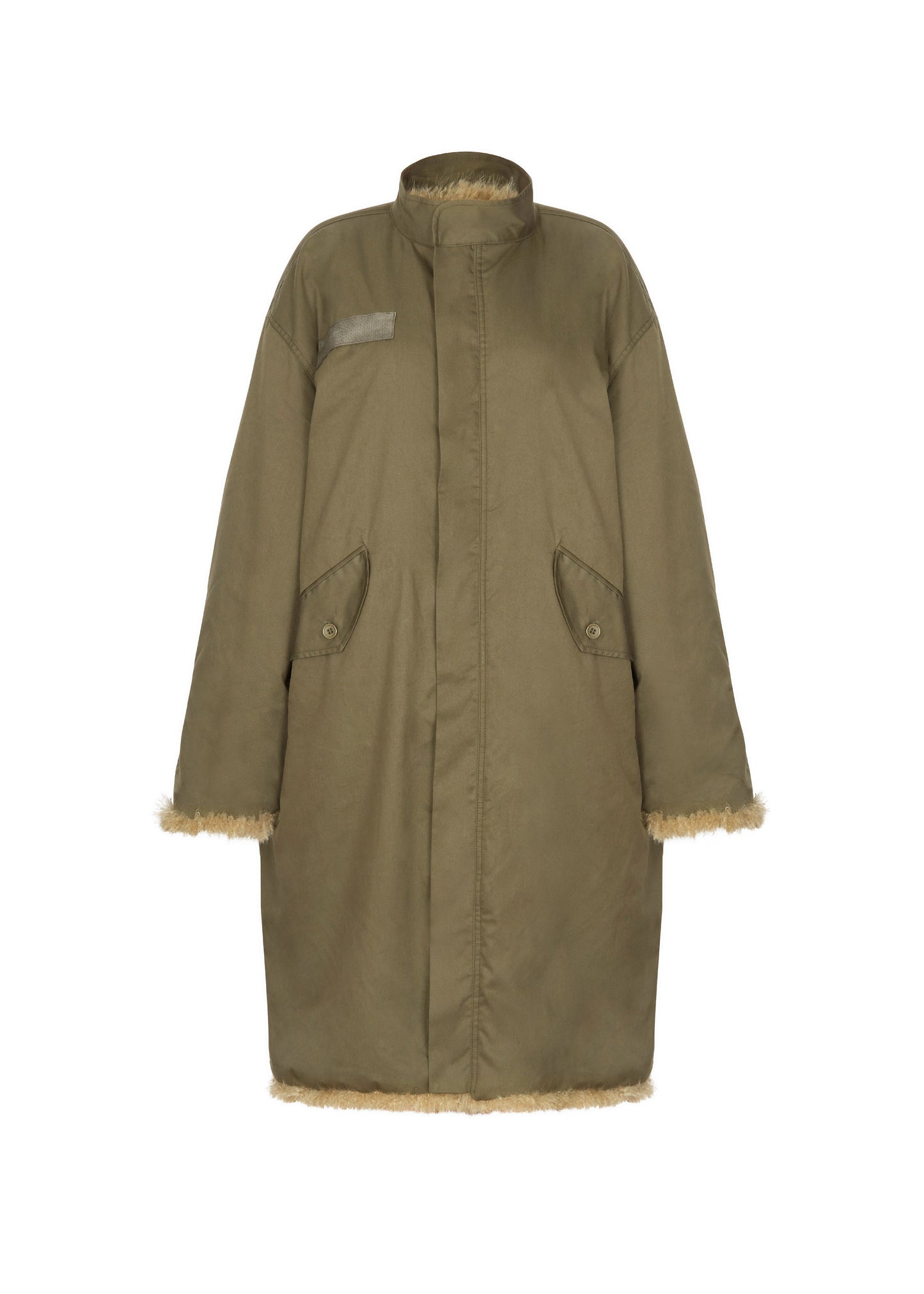 Winford Reversible Fur Coat - Khaki