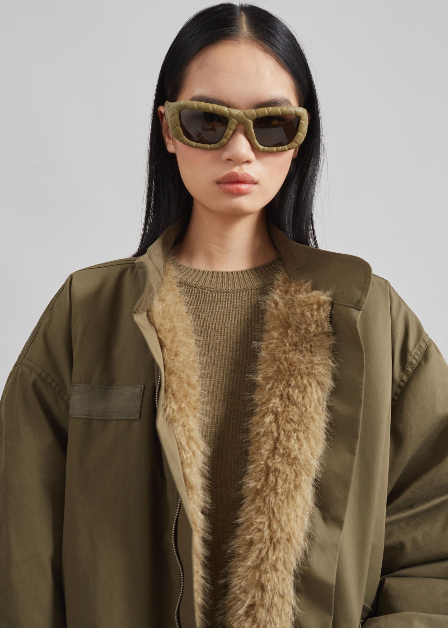 Winford Reversible Fur Coat - Khaki