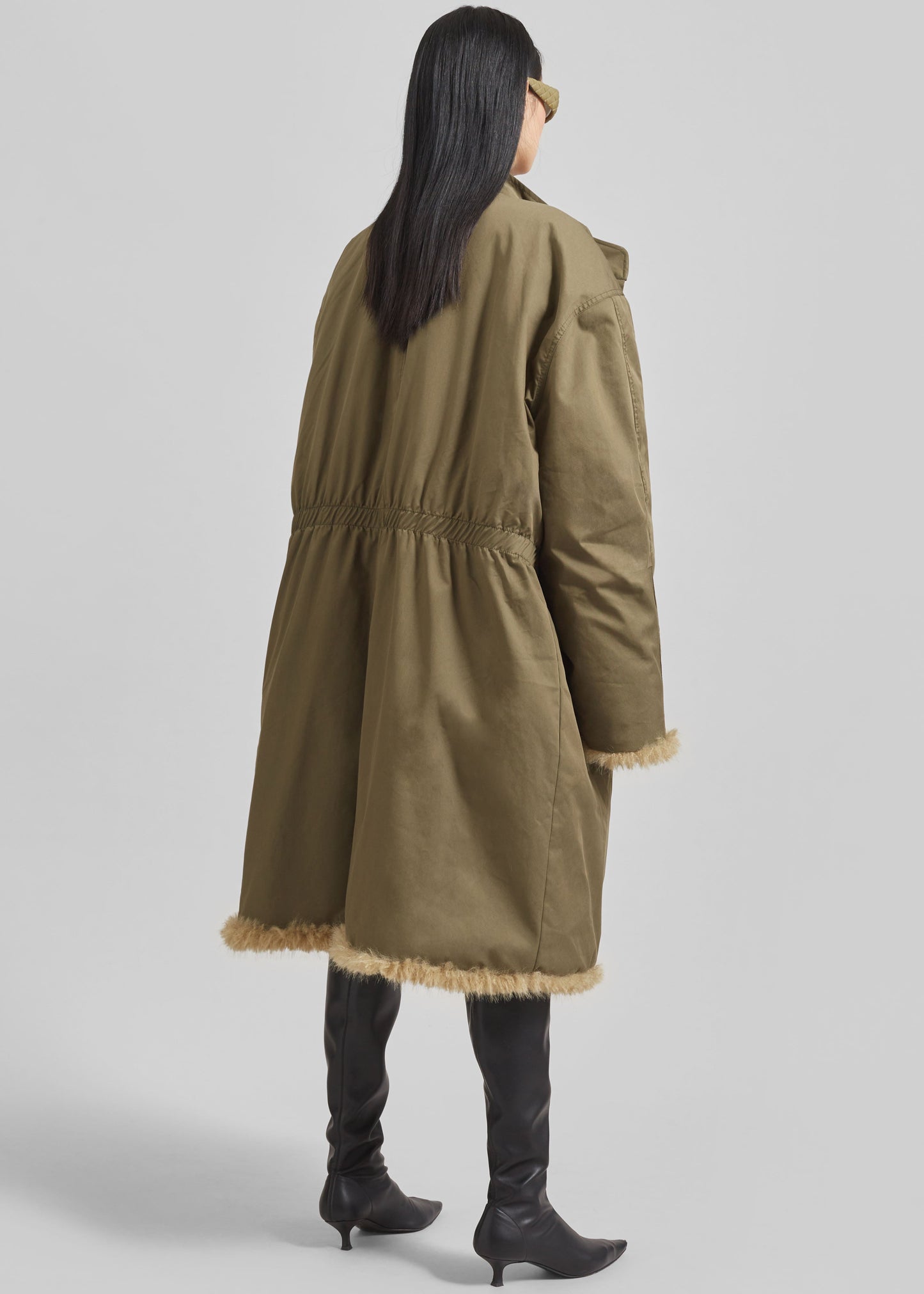 Winford Reversible Fur Coat - Khaki