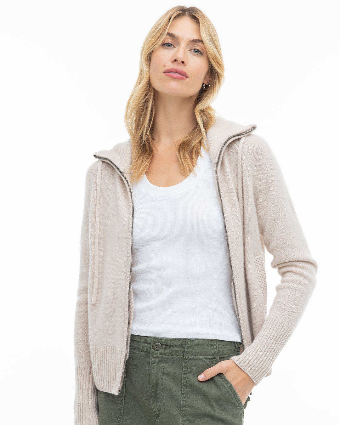 Cashmere Drawstring Cardigan