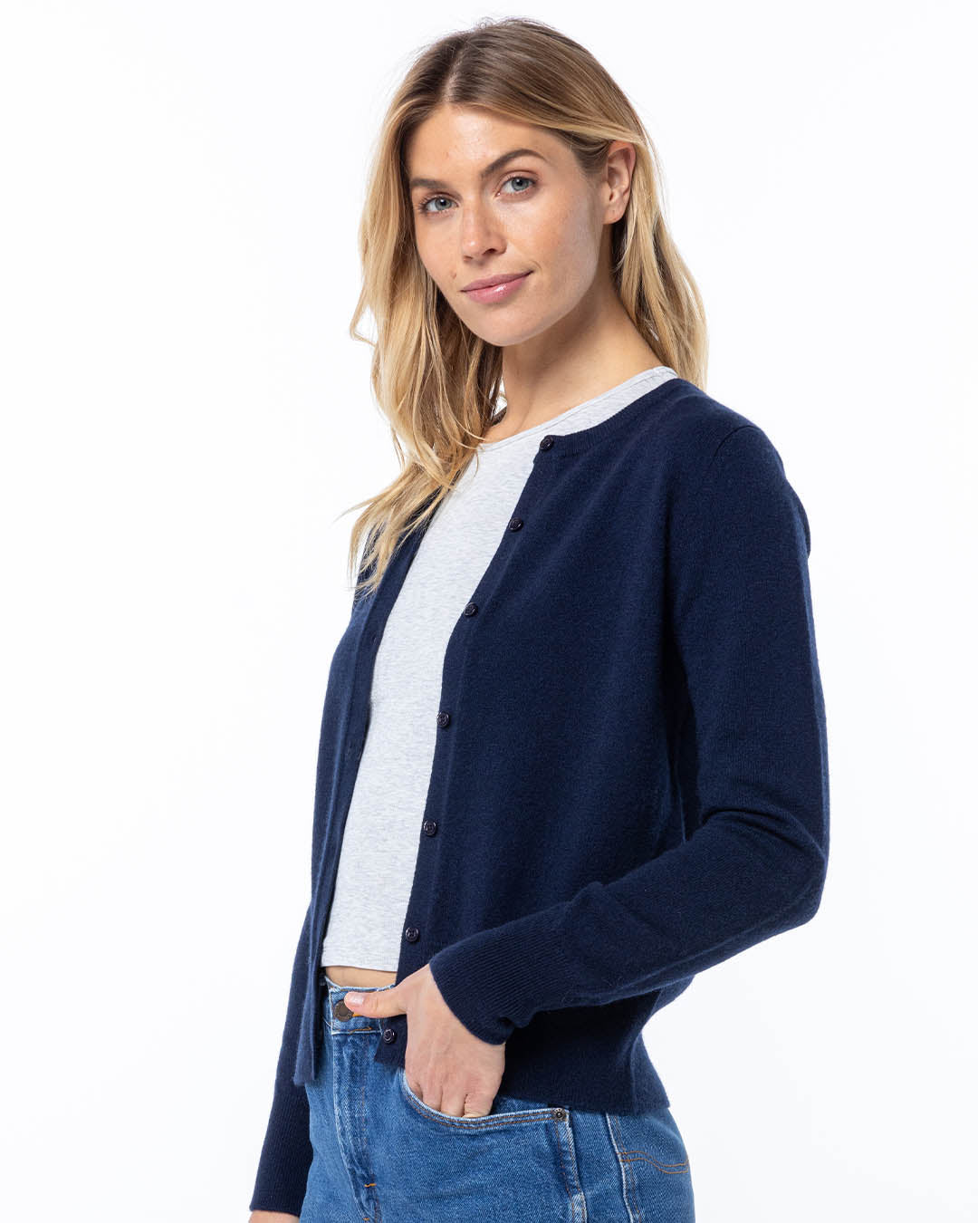 Cashmere Crewneck Cardigan