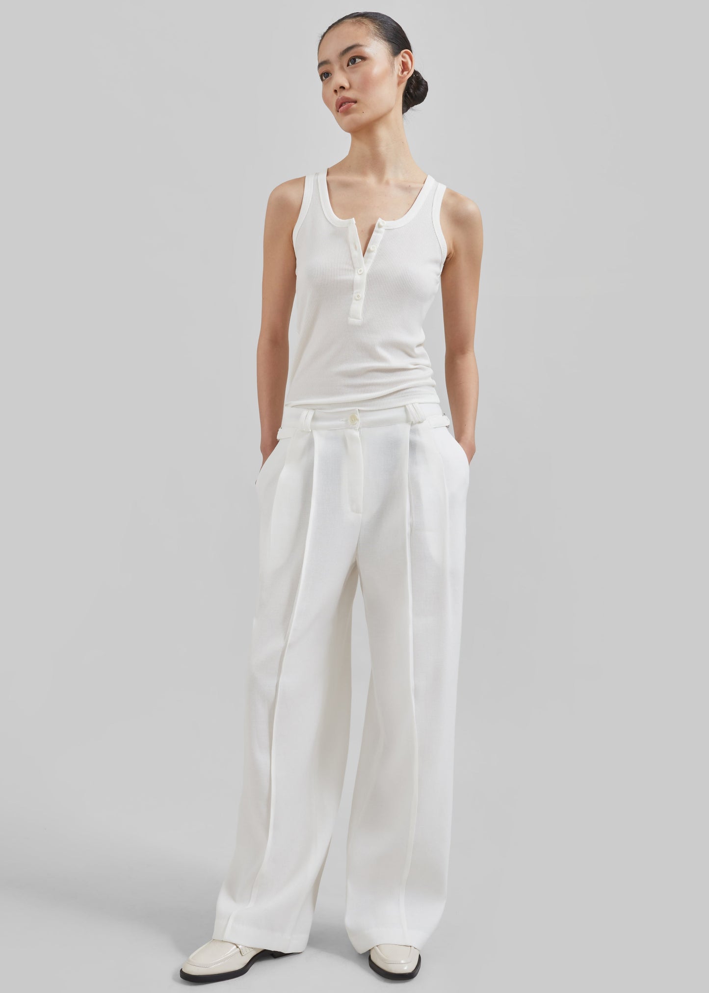 Xia Side Belt Trousers - White