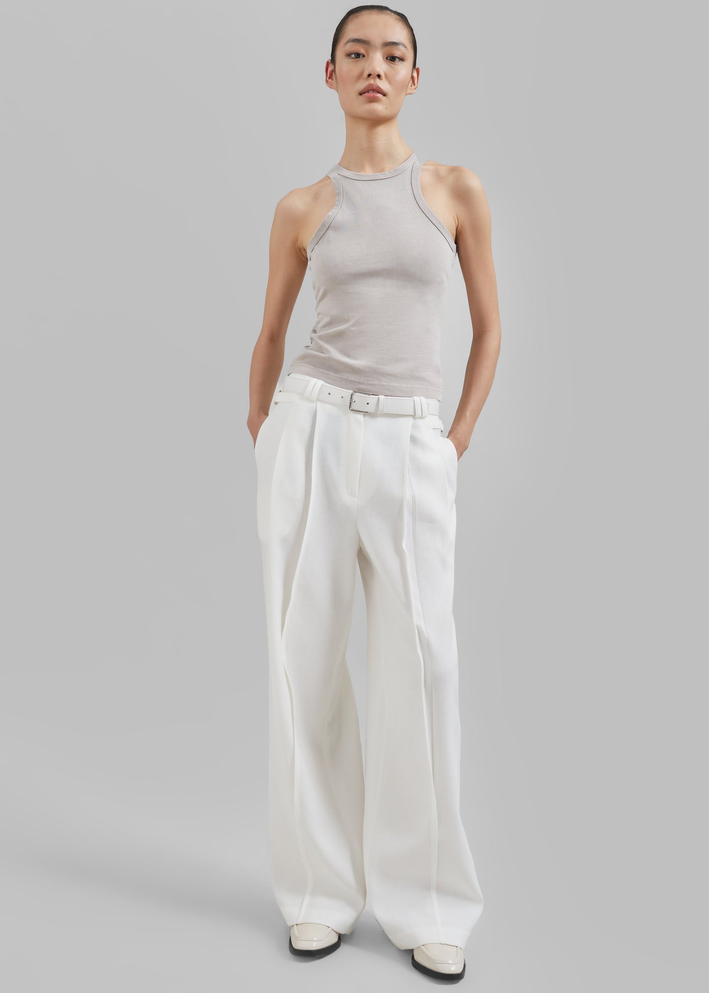 Xia Side Belt Trousers - White