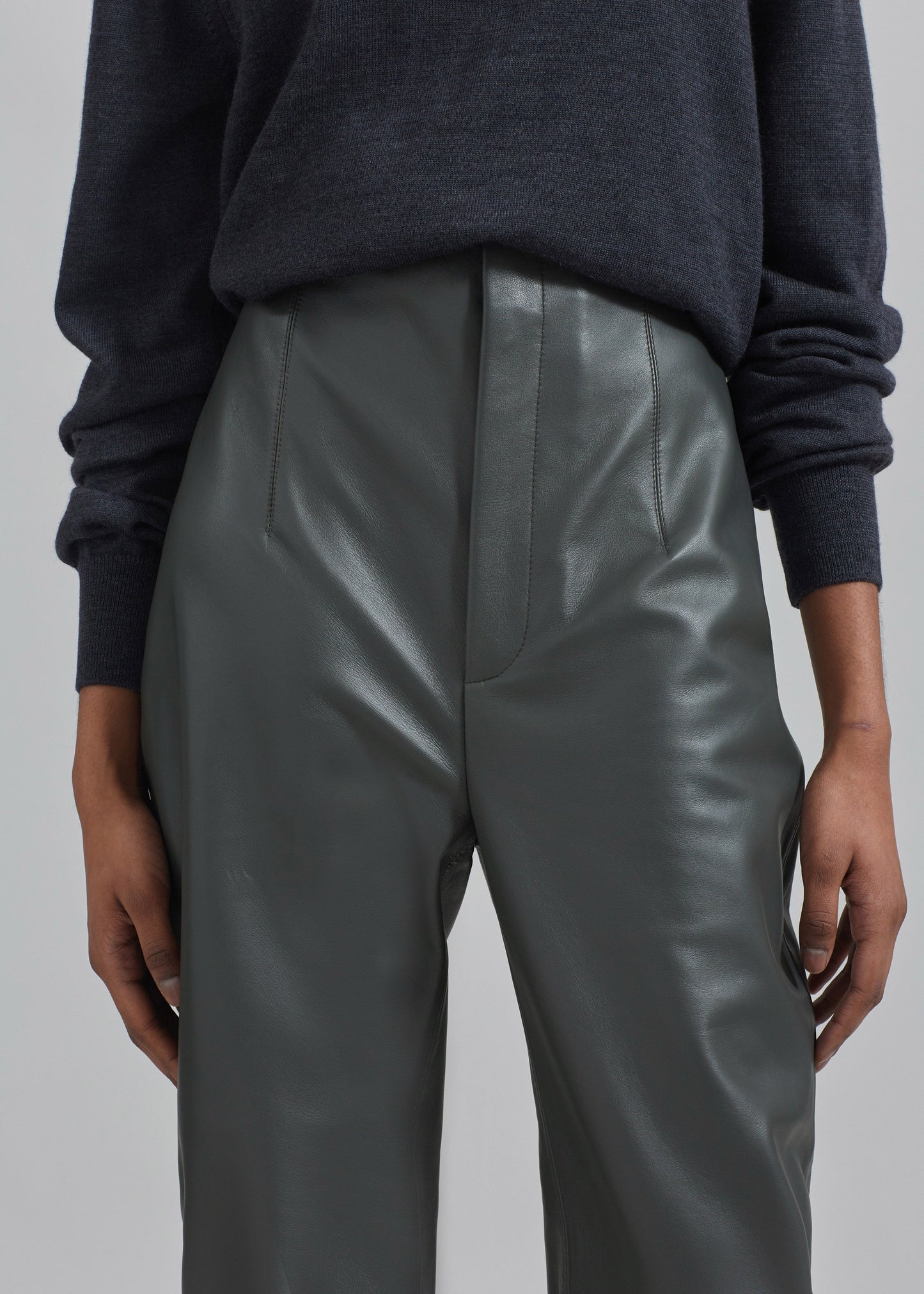 Ziggy Long Leather Pants - Light Khaki