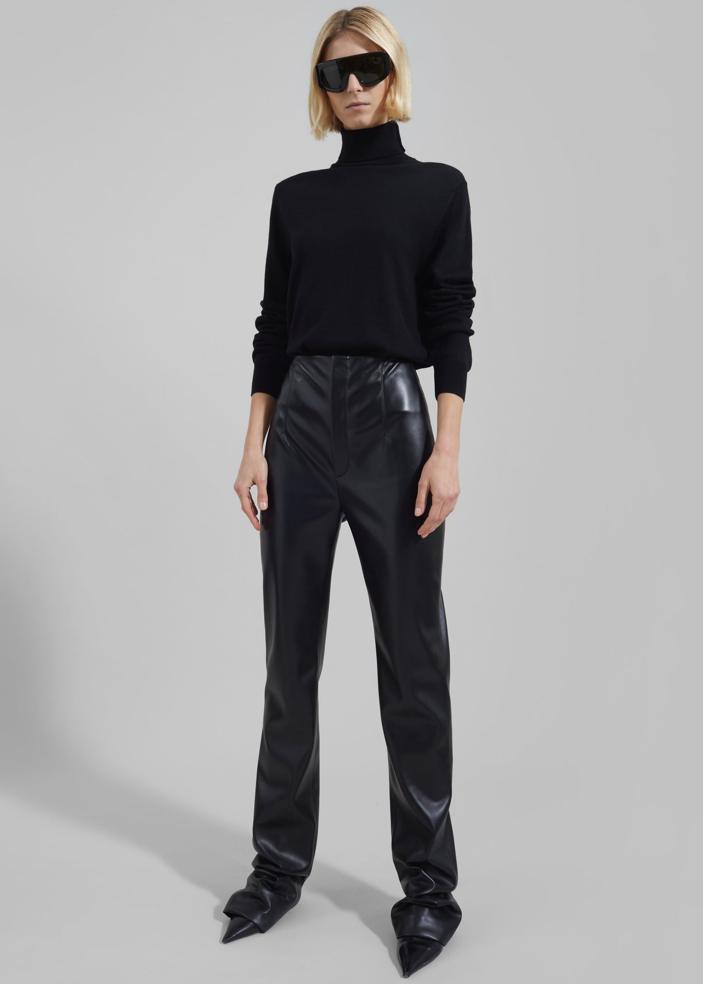 Ziggy Long Leather Pants - Black