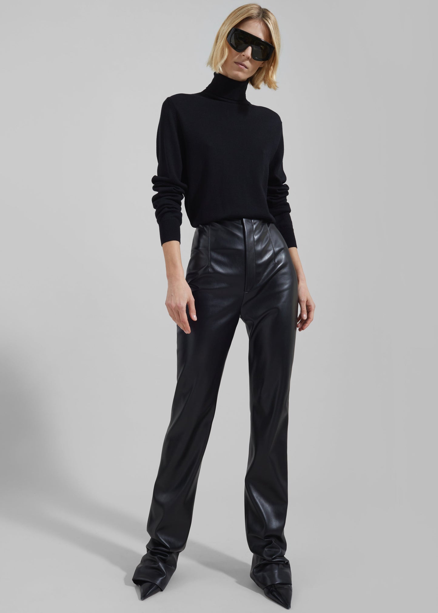 Ziggy Long Leather Pants - Black